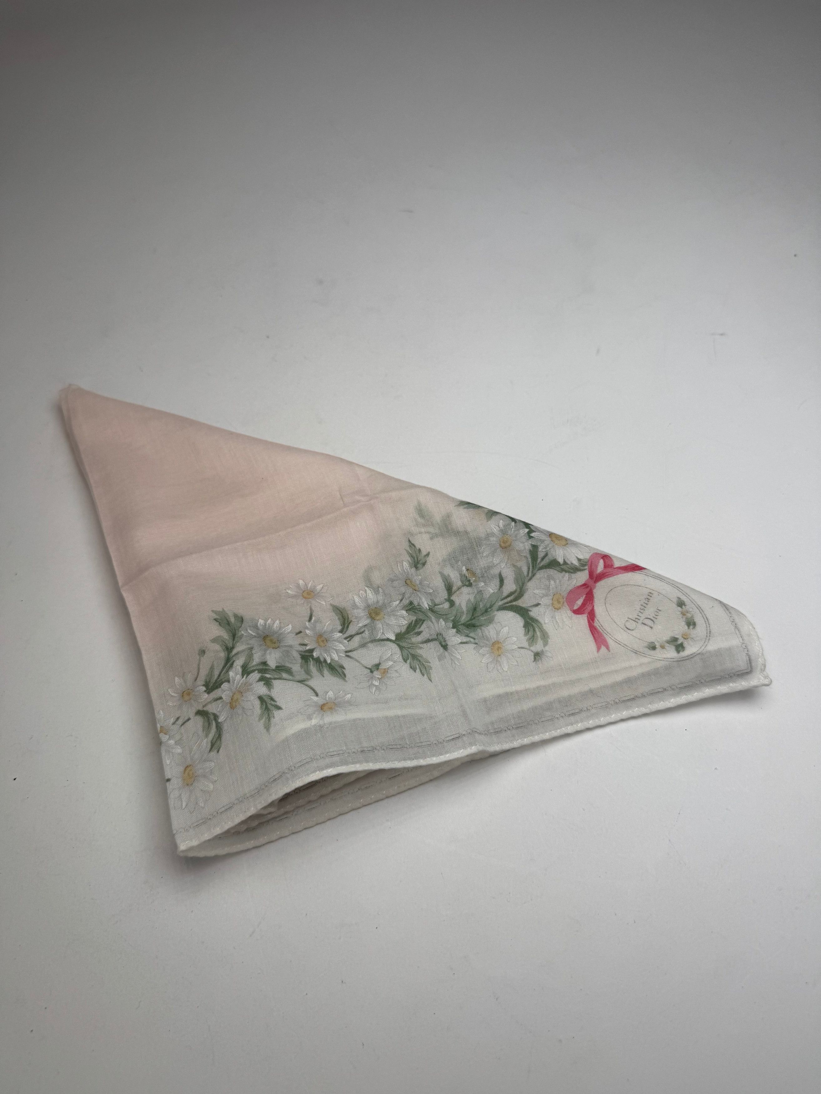 Dior Vintage Floral Scarf White Green Rose Size ONE SIZE - 9 Thumbnail