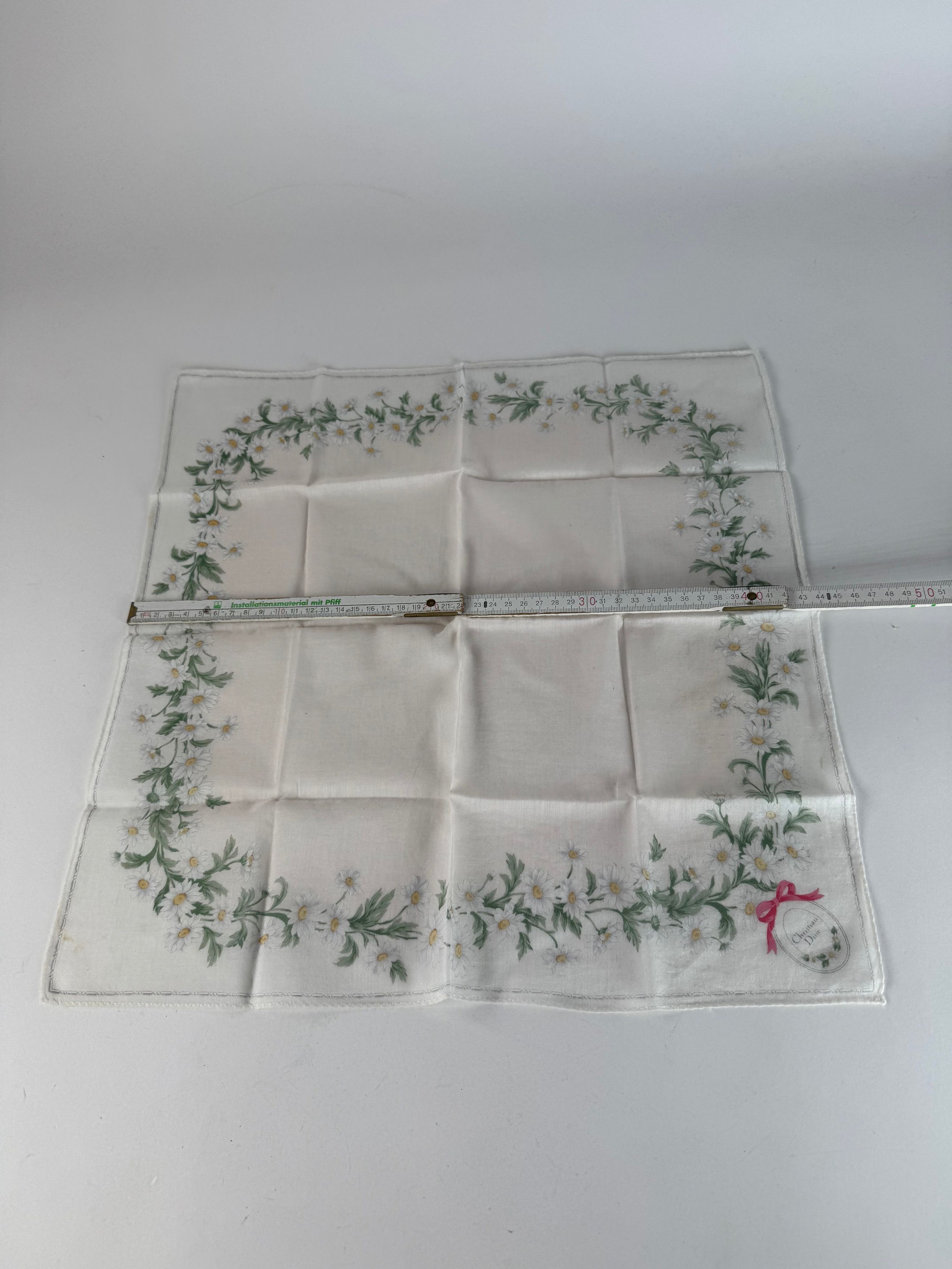 Dior Vintage Floral Scarf White Green Rose Size ONE SIZE - 8 Thumbnail
