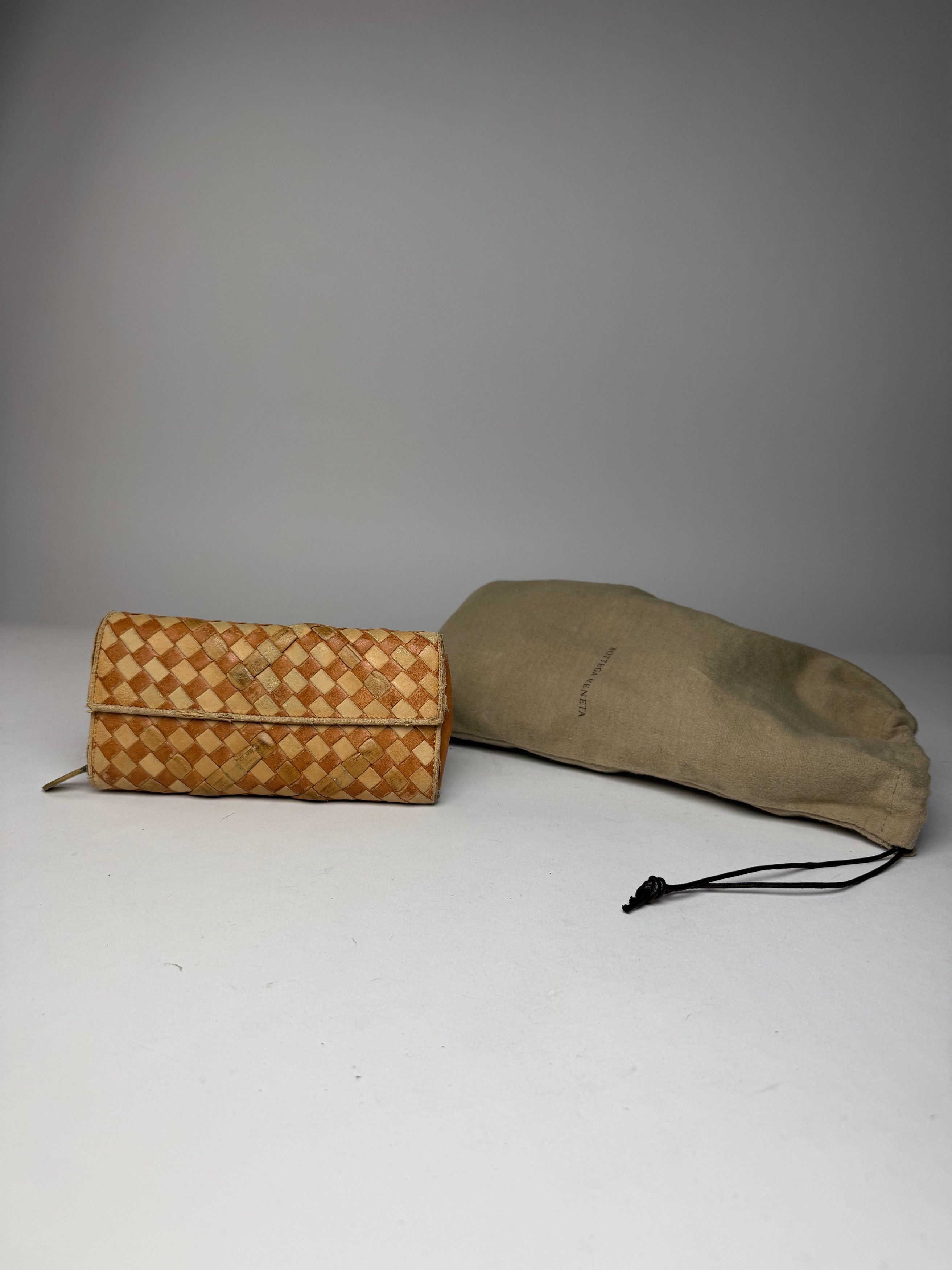 Bottega Veneta Vintage Intrecciato Leather Checked Wallet Beige Brown Size ONE SIZE - 12 Thumbnail