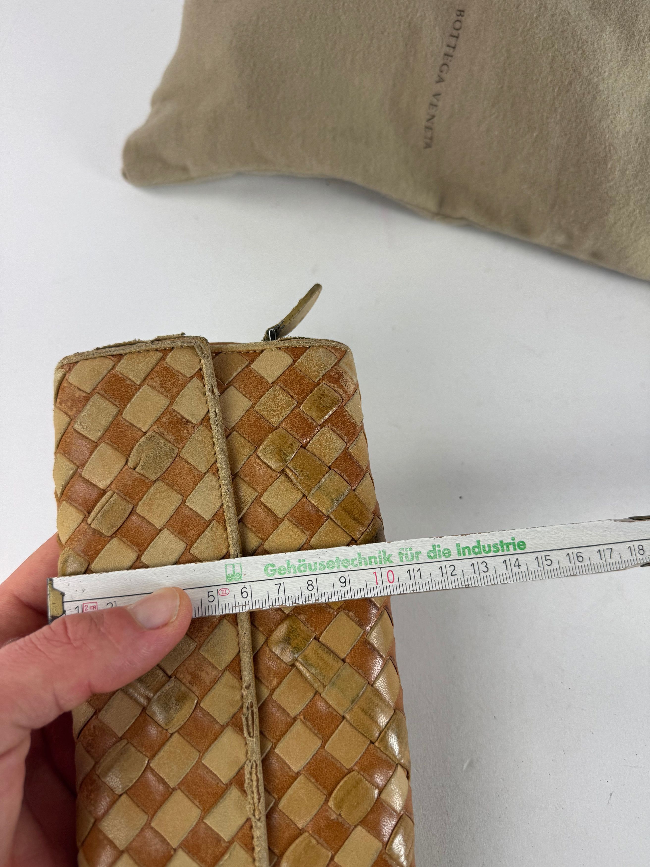 Bottega Veneta Vintage Intrecciato Leather Checked Wallet Beige Brown Size ONE SIZE - 10 Thumbnail