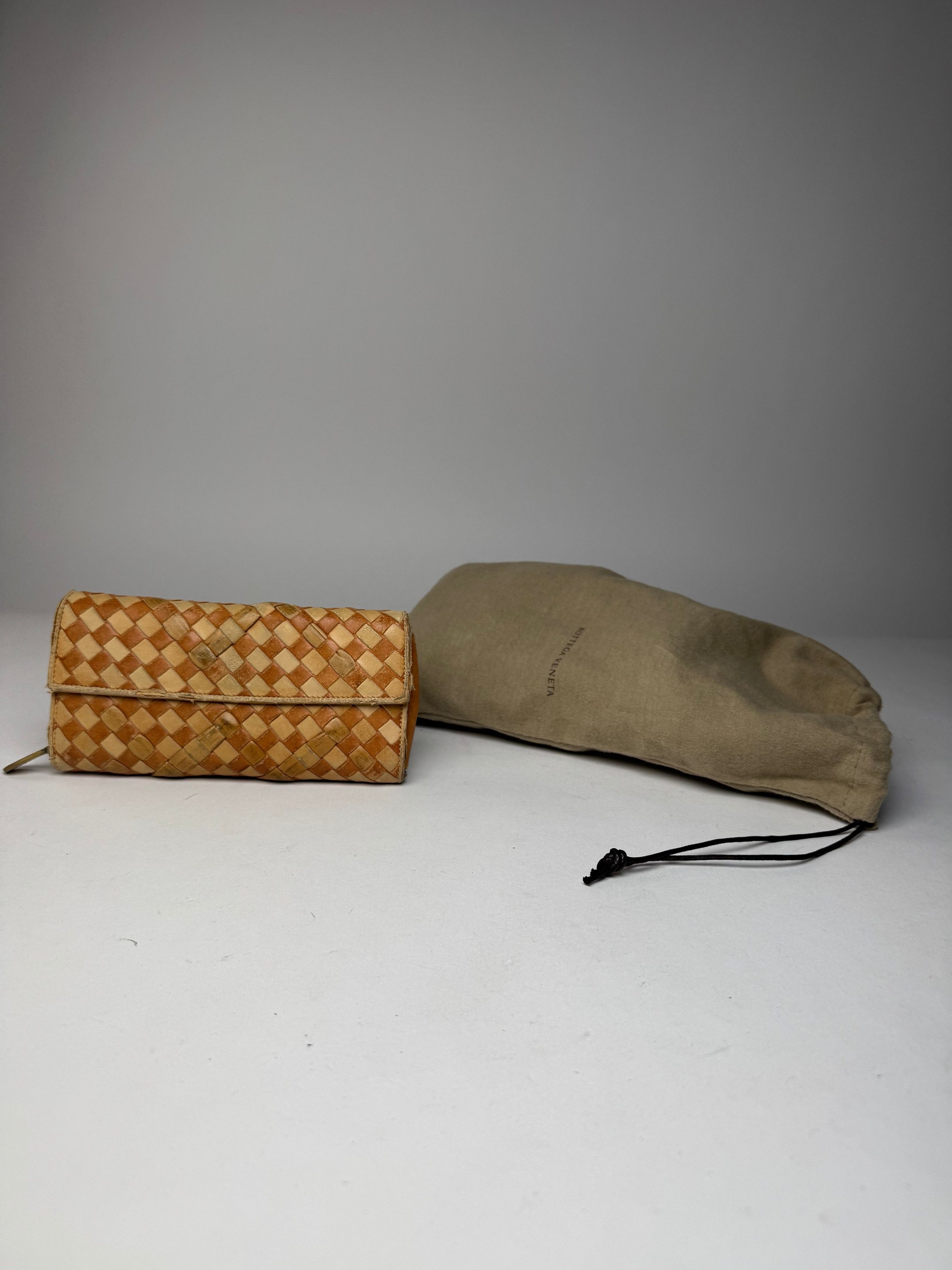 Bottega Veneta Vintage Intrecciato Leather Checked Wallet Beige Brown Size ONE SIZE - 11 Thumbnail