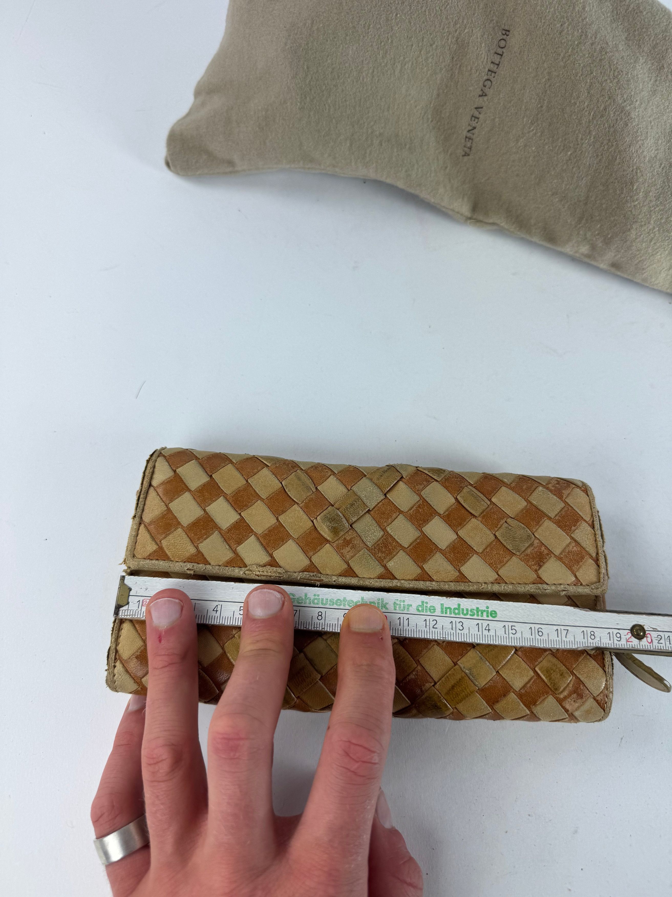 Bottega Veneta Vintage Intrecciato Leather Checked Wallet Beige Brown Size ONE SIZE - 9 Thumbnail