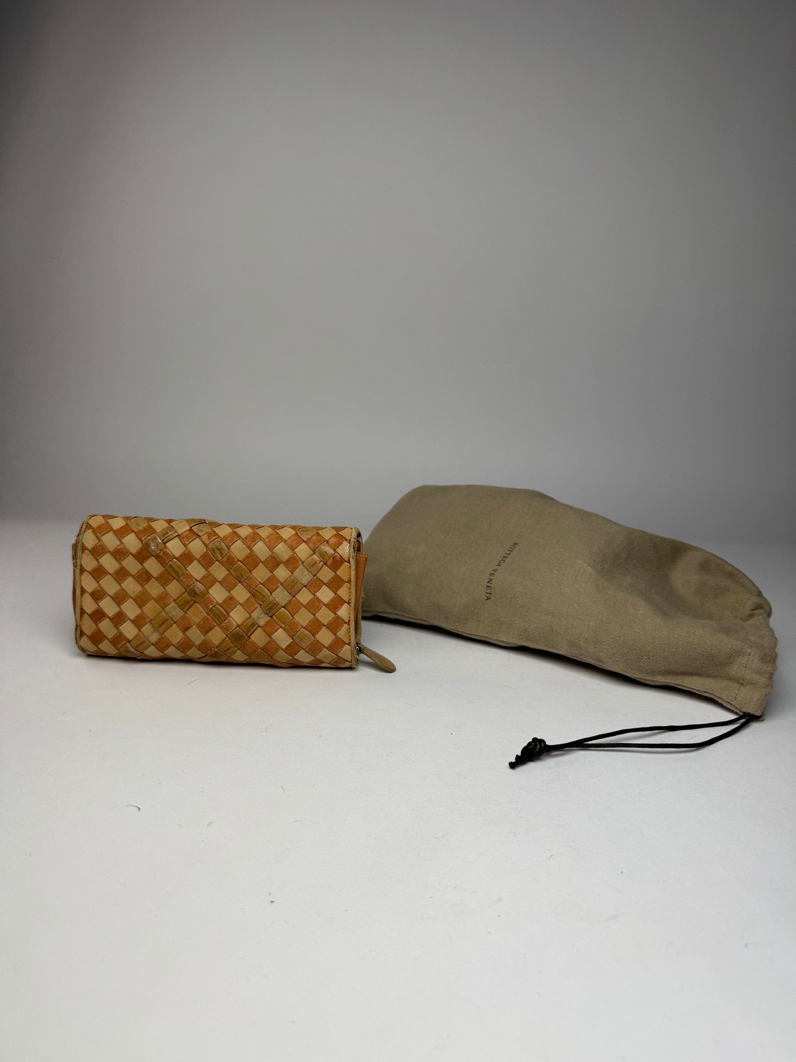Bottega Veneta Vintage Intrecciato Leather Checked Wallet Beige Brown Size ONE SIZE - 2 Thumbnail