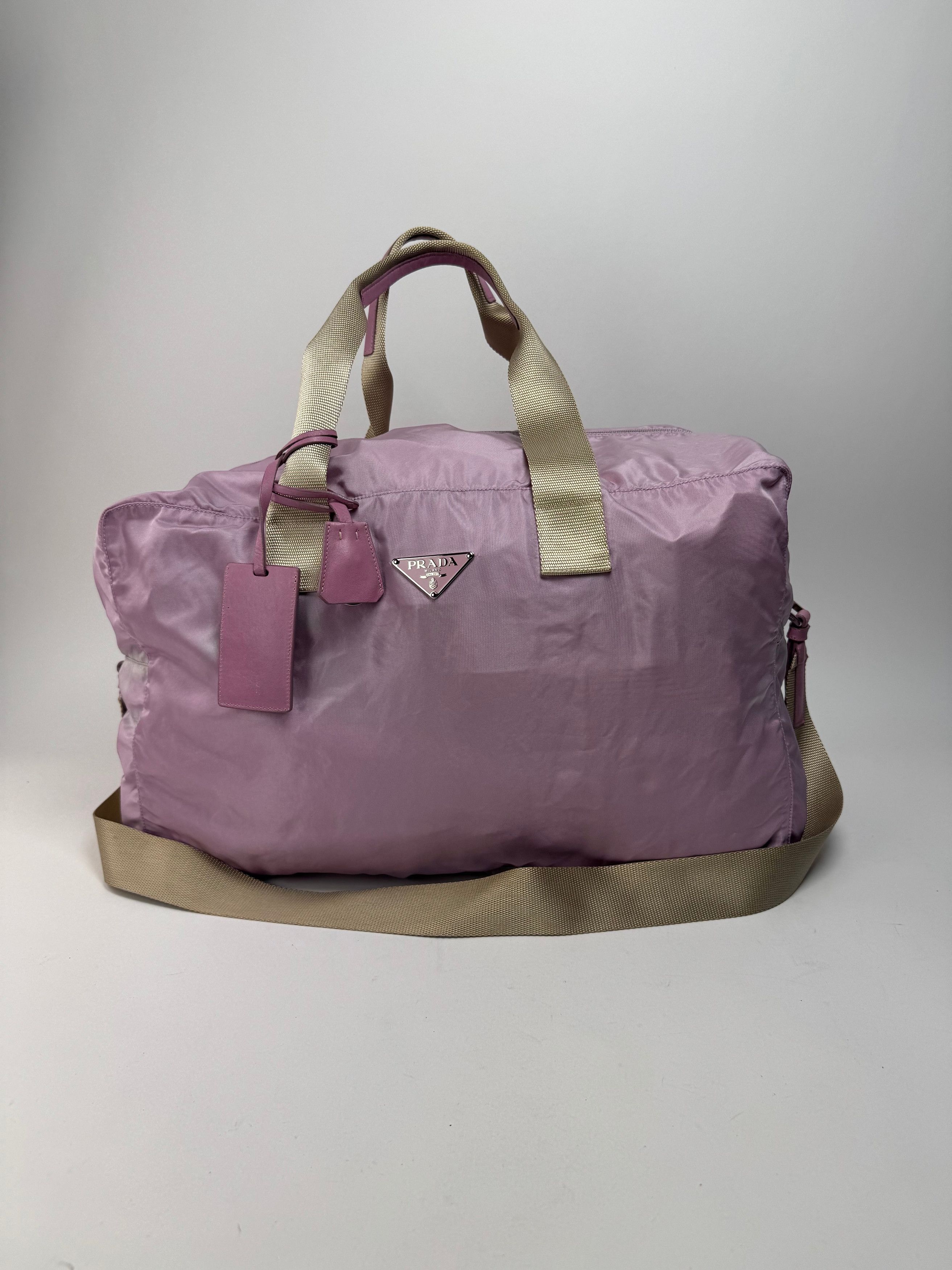 Prada Vintage 2Way Polyester Weekender / Travel Bag Purple beige Size ONE SIZE - 13 Thumbnail