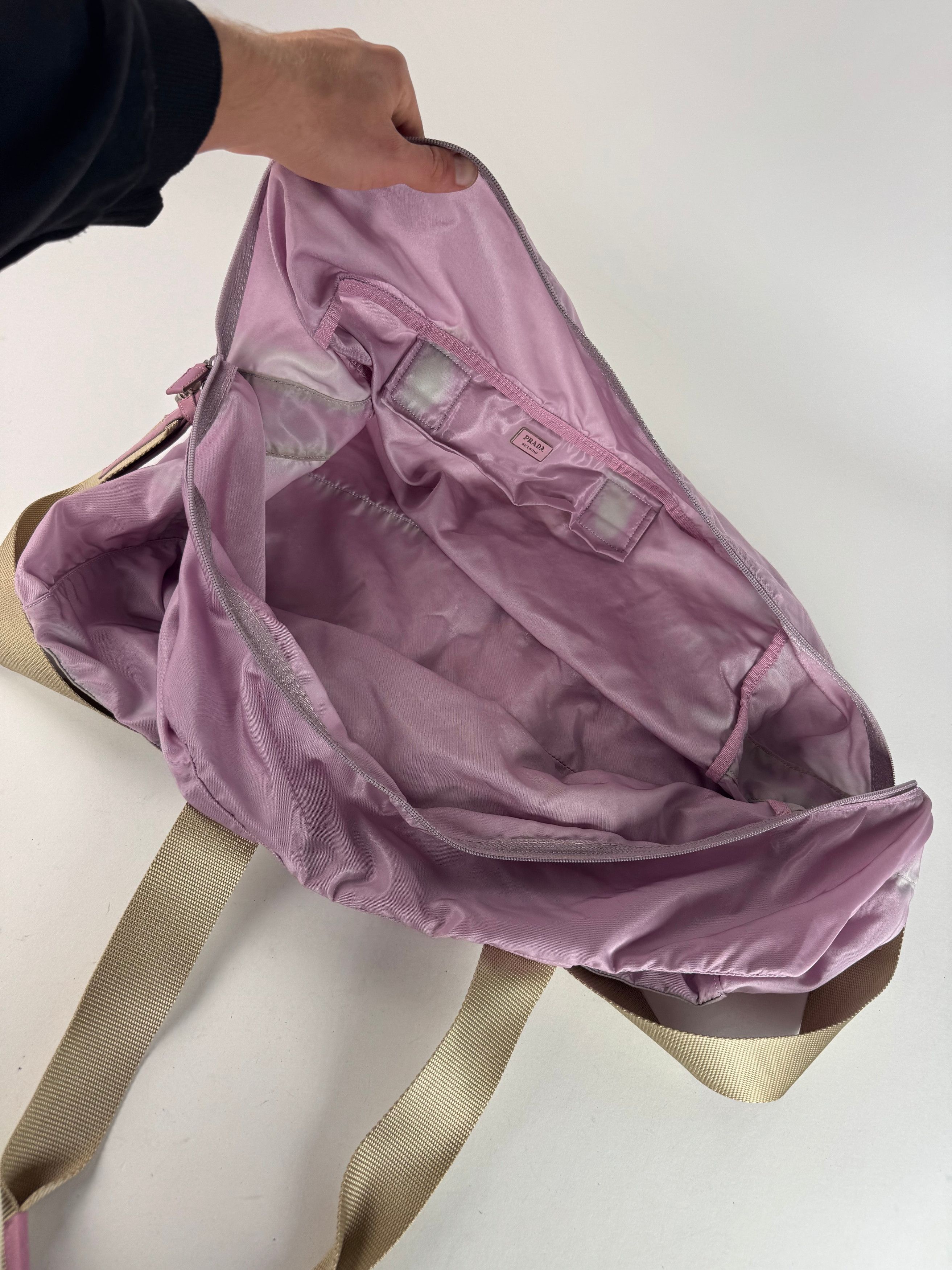 Prada Vintage 2Way Polyester Weekender / Travel Bag Purple beige Size ONE SIZE - 3 Thumbnail