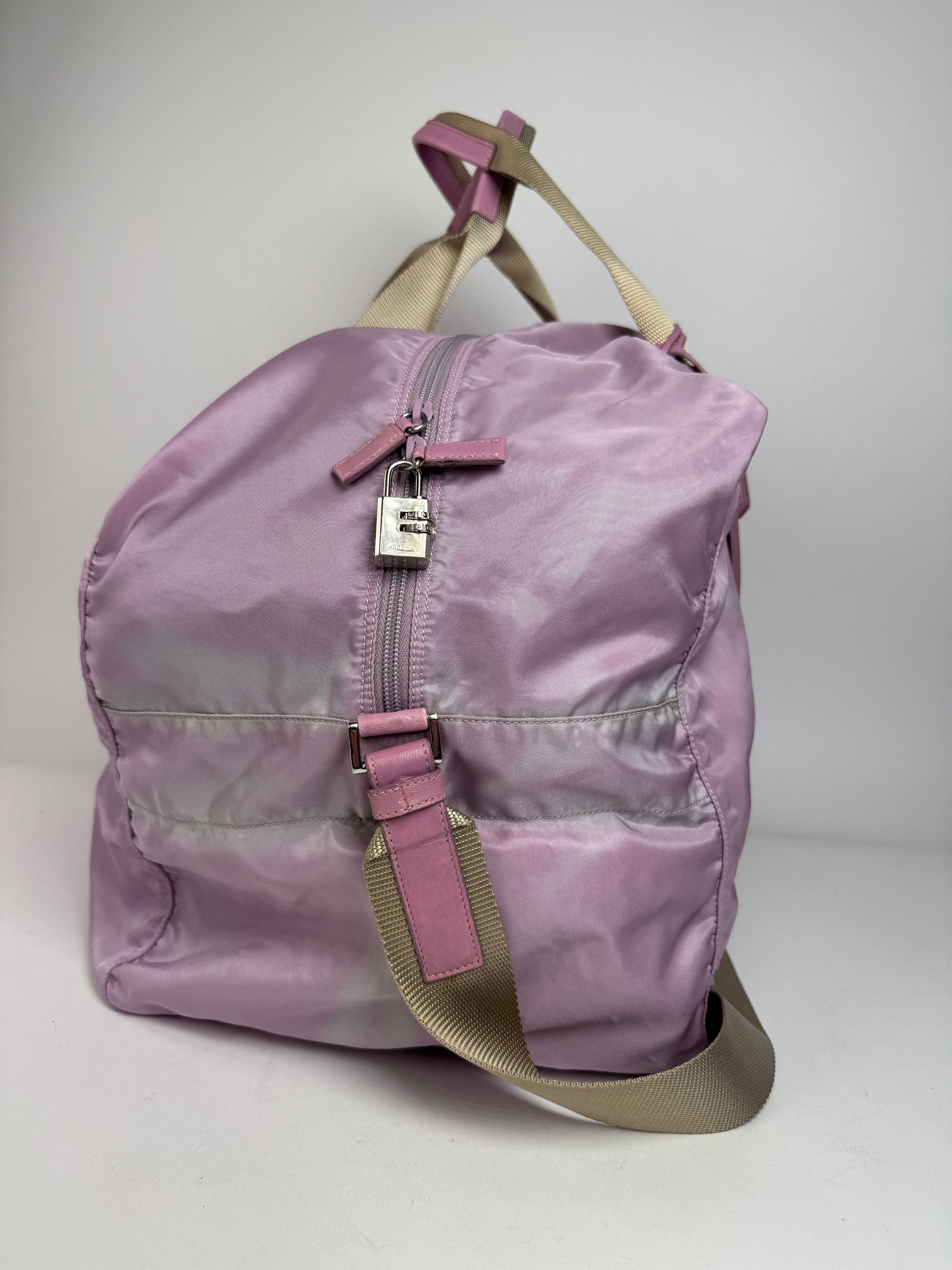 Prada Vintage 2Way Polyester Weekender / Travel Bag Purple beige Size ONE SIZE - 6 Thumbnail