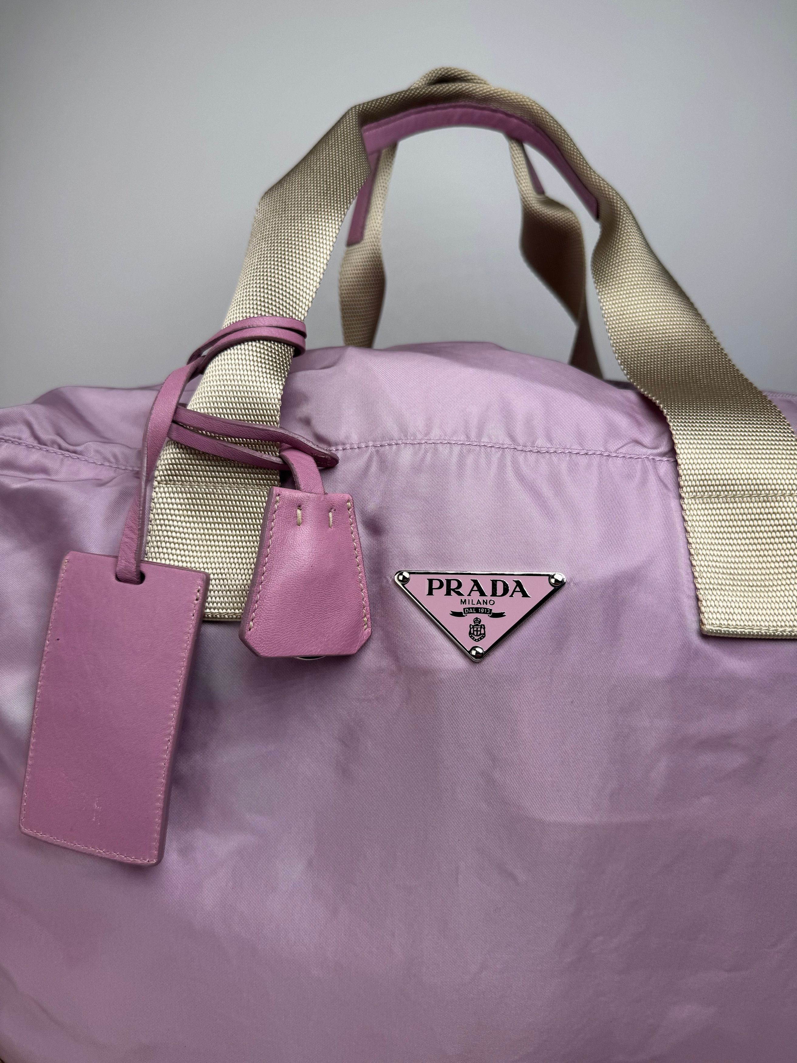 Prada Vintage 2Way Polyester Weekender / Travel Bag Purple beige Size ONE SIZE - 7 Thumbnail