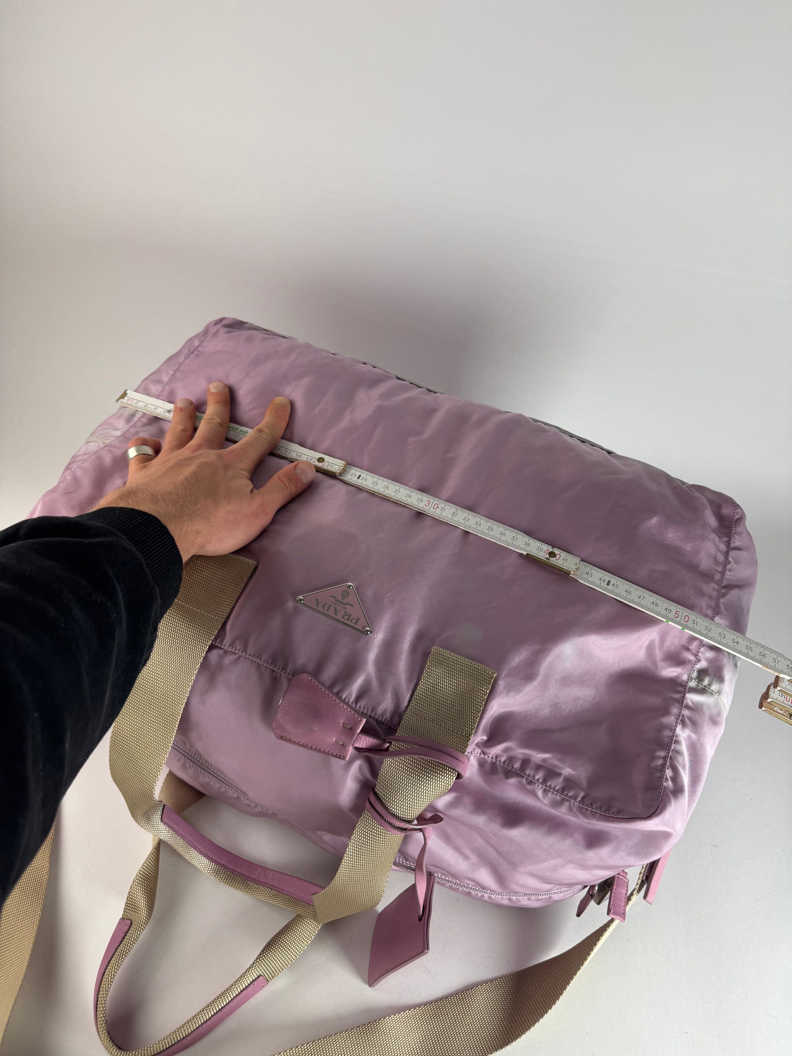 Prada Vintage 2Way Polyester Weekender / Travel Bag Purple beige Size ONE SIZE - 9 Thumbnail