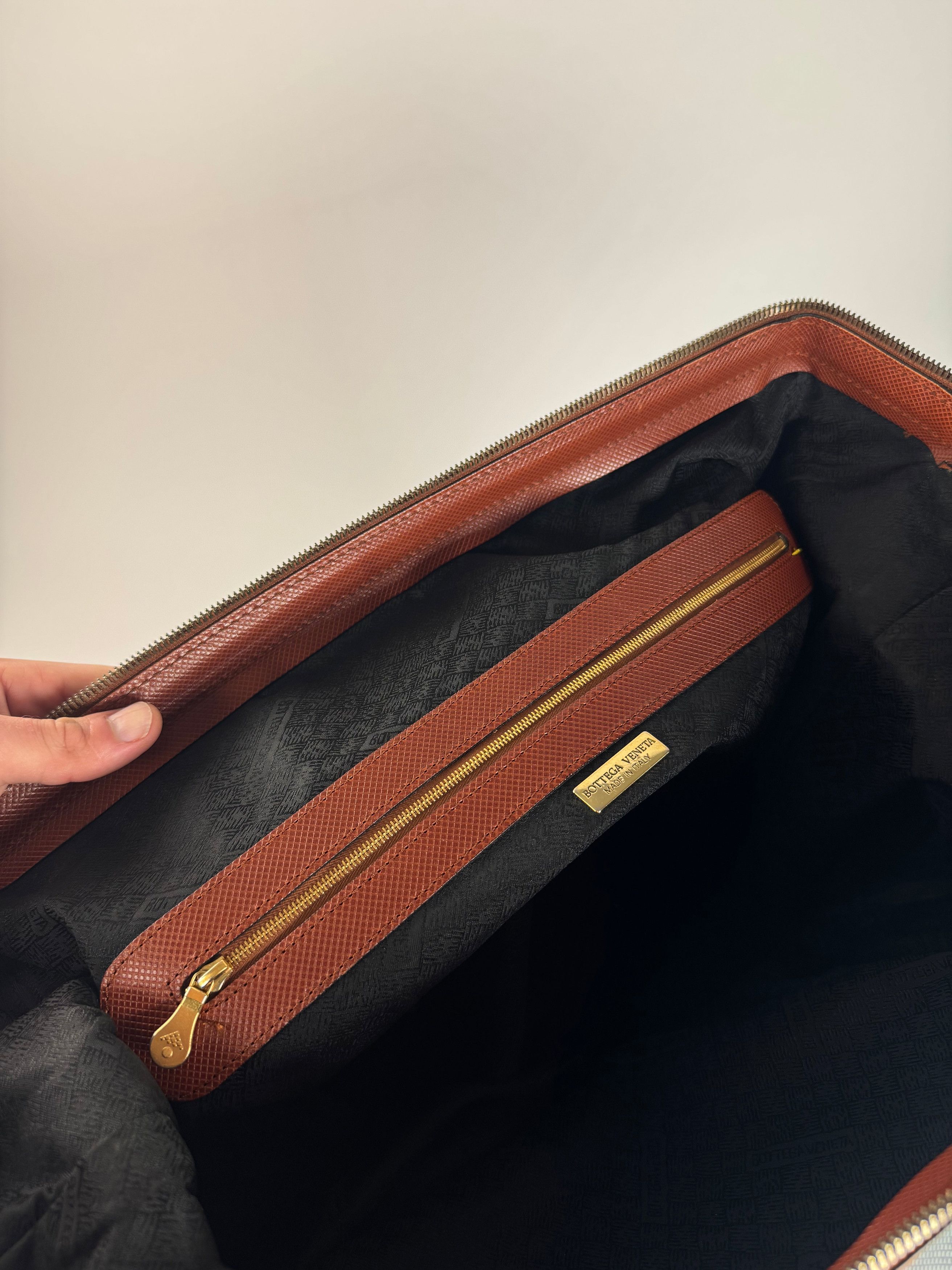 Bottega Veneta Vintage Leather Travel Bag Black Brown Size ONE SIZE - 11 Thumbnail