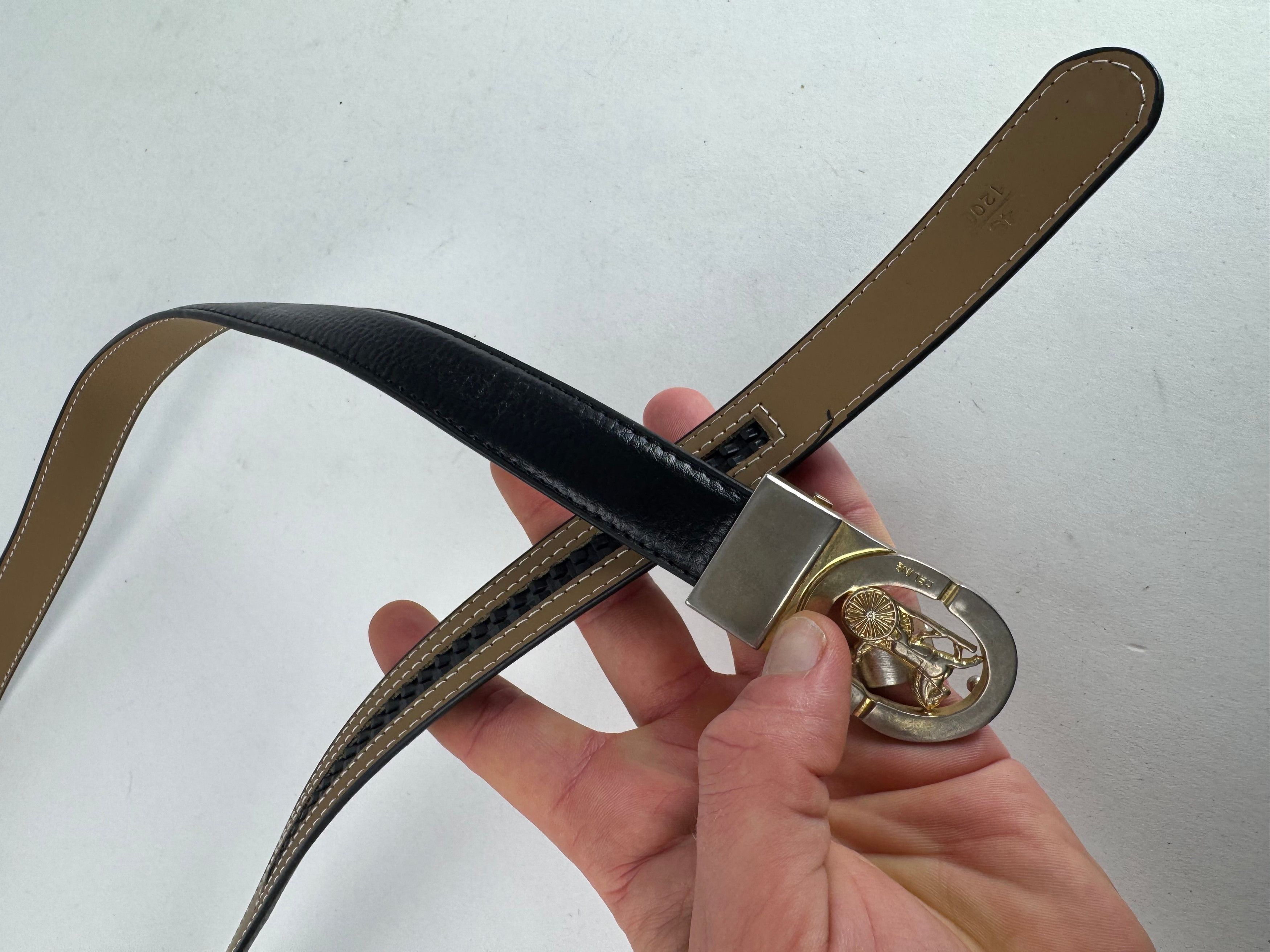 Celine Vintage Paris Carriage Logo Belt Black Size ONE SIZE - 5 Thumbnail