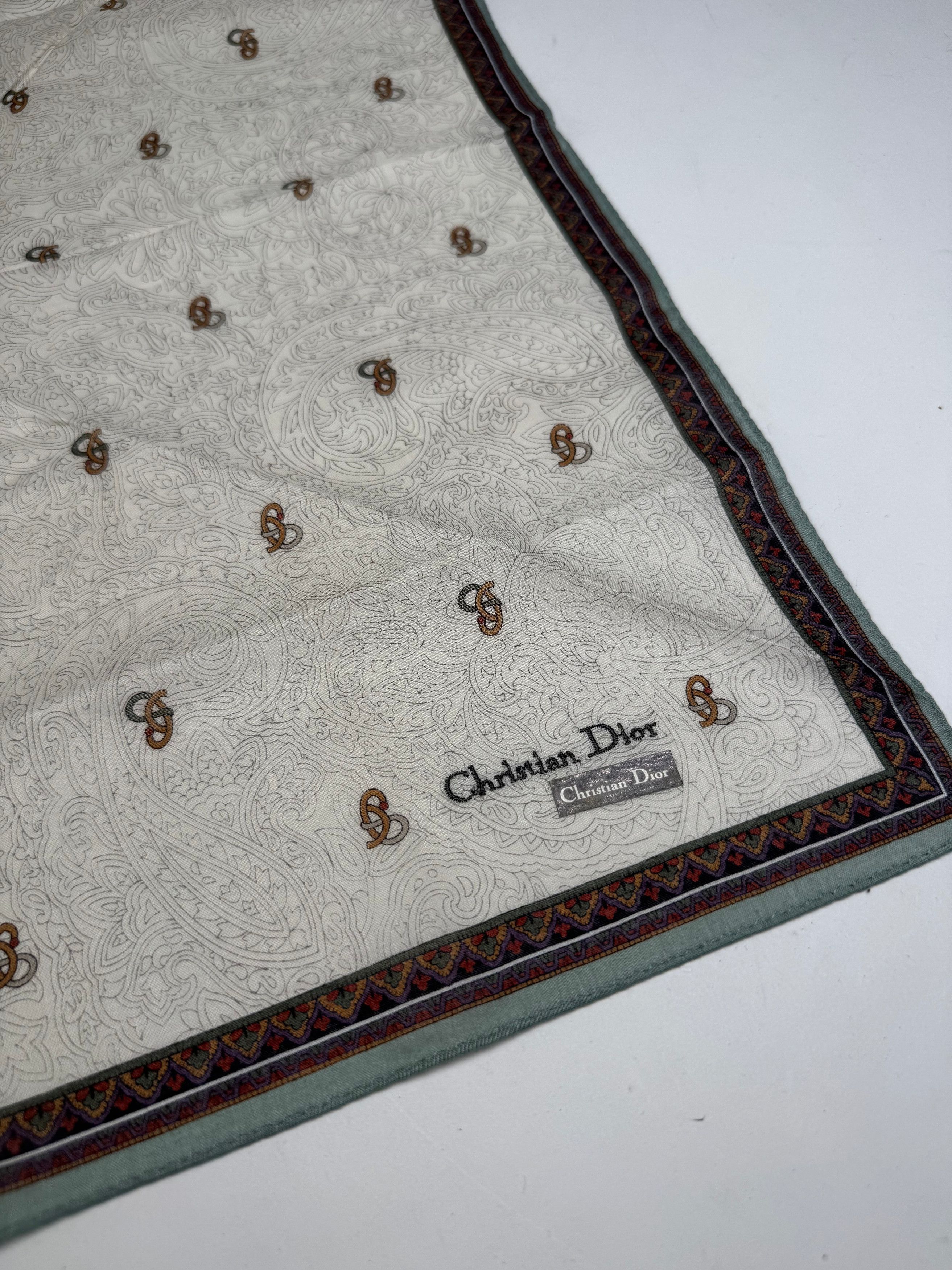 Dior Vintage Scarf Grey Green Brown Size ONE SIZE - 2 Thumbnail