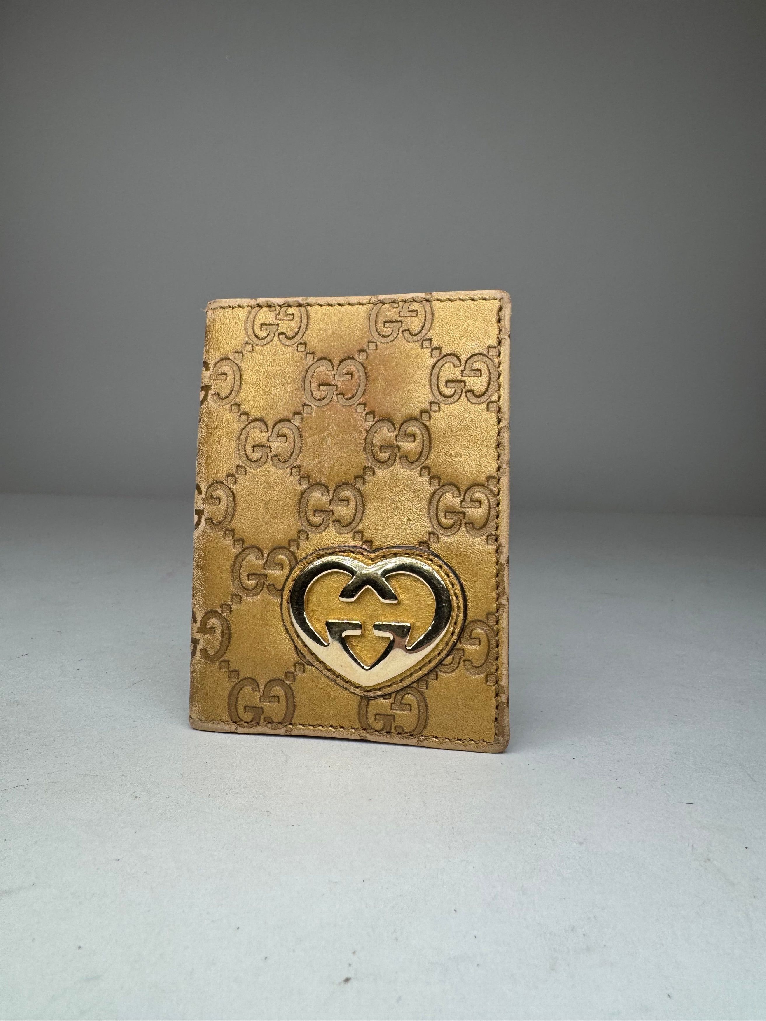 Gucci Vintage Monogram Leather Card Holder Gold Size ONE SIZE - 9 Thumbnail