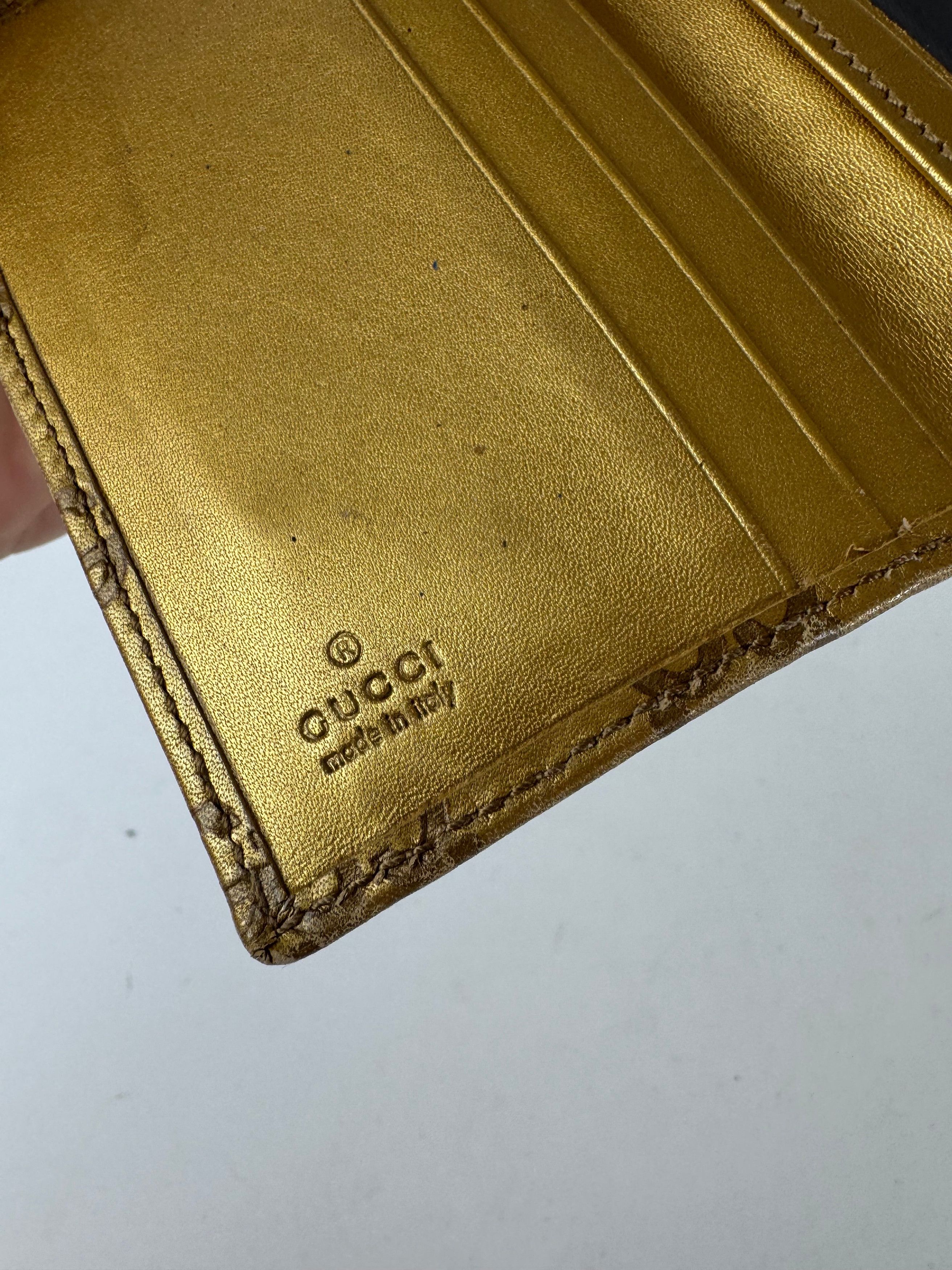 Gucci Vintage Monogram Leather Card Holder Gold Size ONE SIZE - 6 Thumbnail