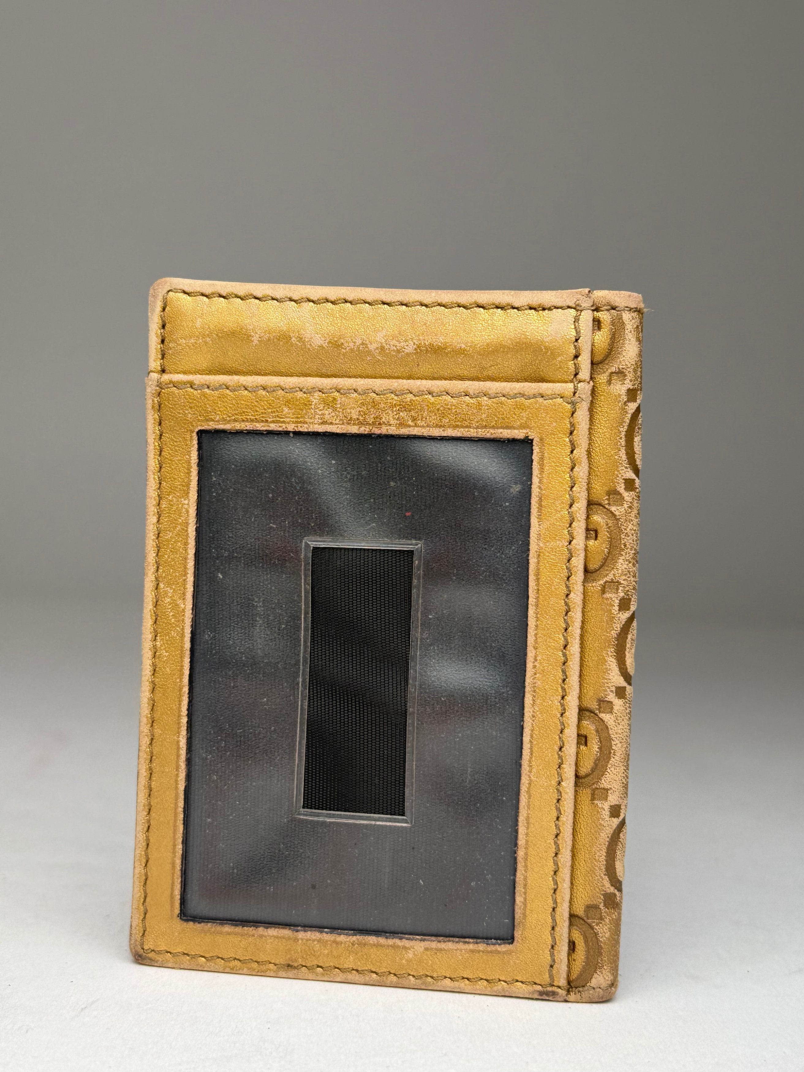Gucci Vintage Monogram Leather Card Holder Gold Size ONE SIZE - 3 Thumbnail