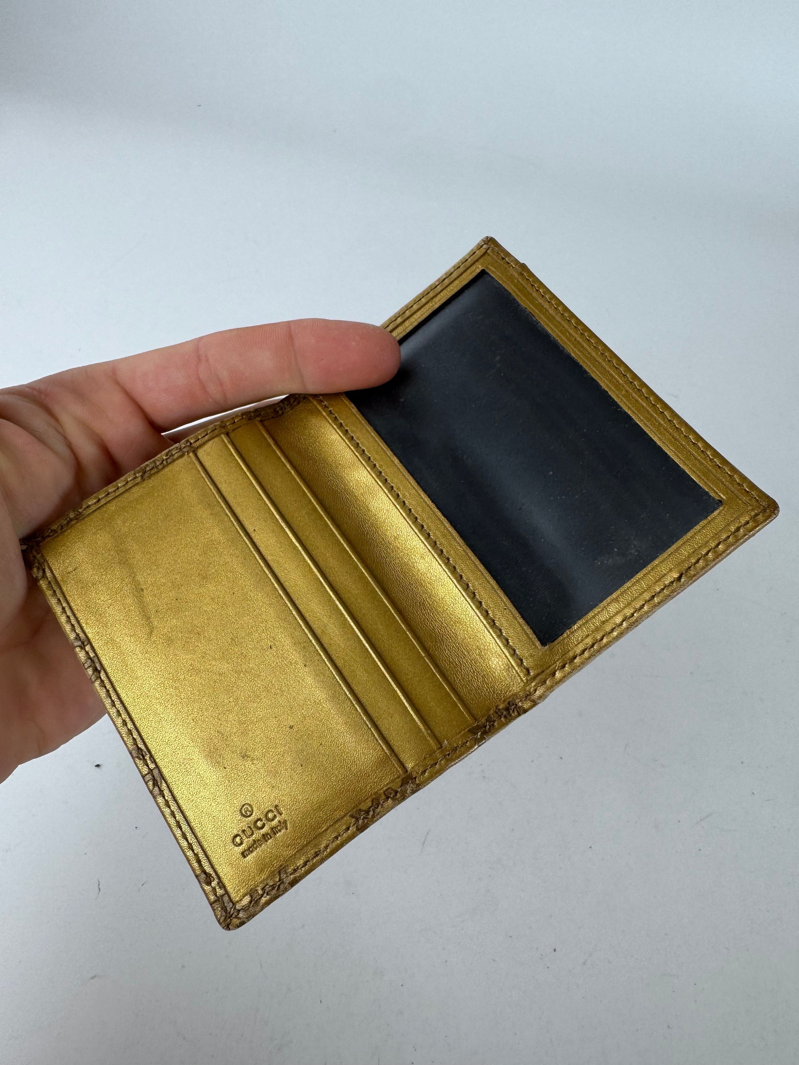 Gucci Vintage Monogram Leather Card Holder Gold Size ONE SIZE - 4 Thumbnail