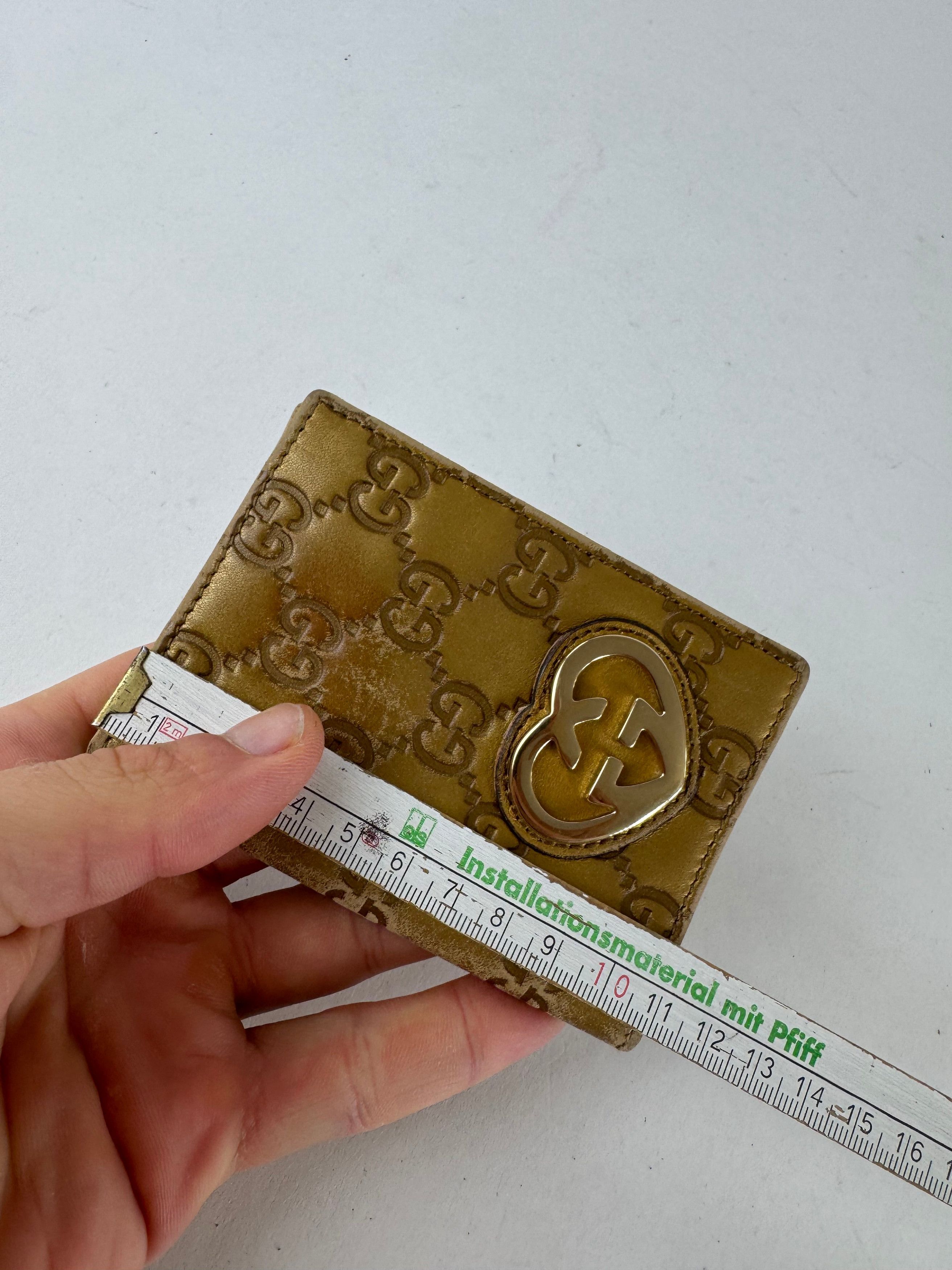 Gucci Vintage Monogram Leather Card Holder Gold Size ONE SIZE - 8 Thumbnail