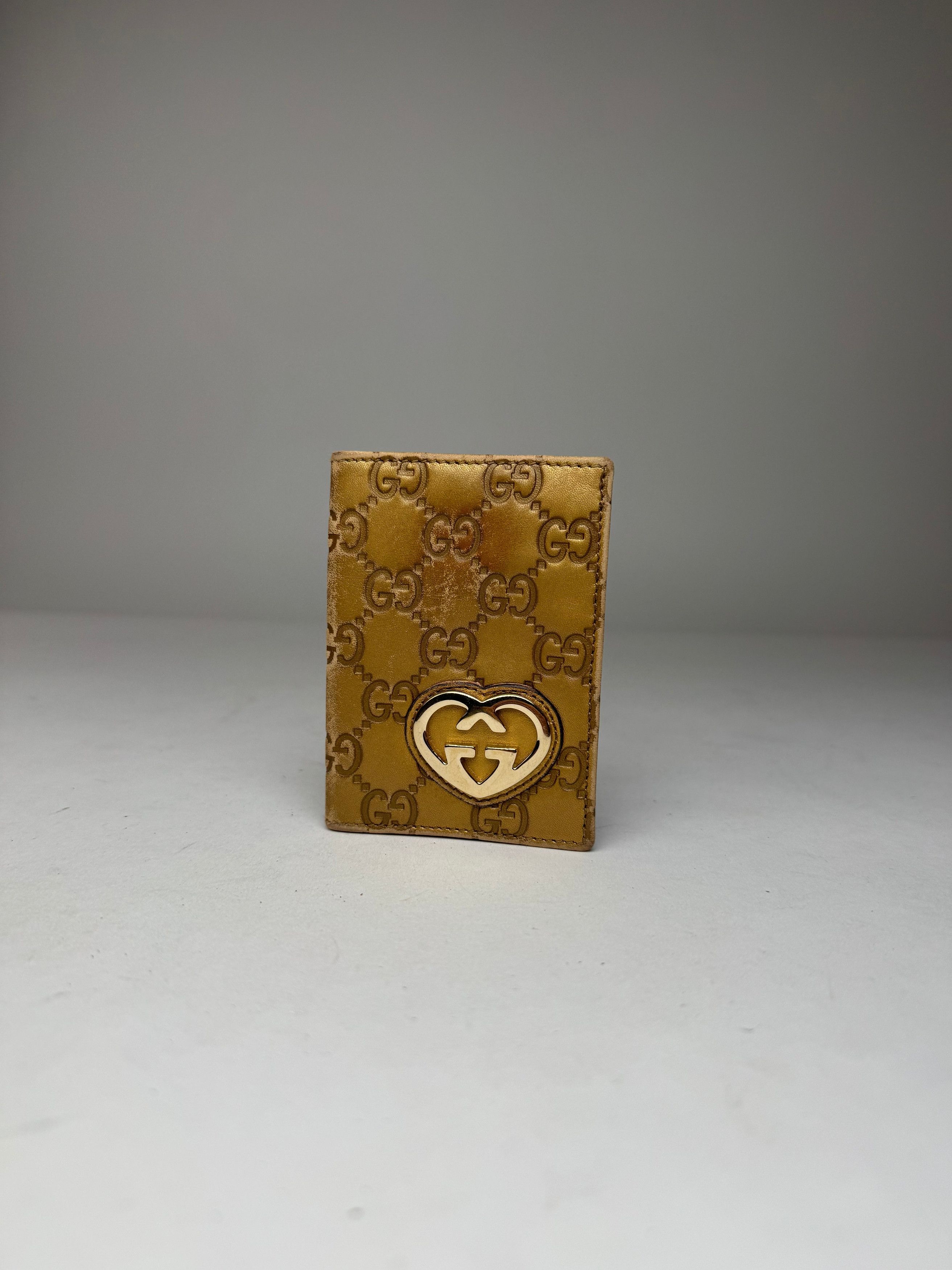 Gucci Vintage Monogram Leather Card Holder Gold Size ONE SIZE - 5 Thumbnail