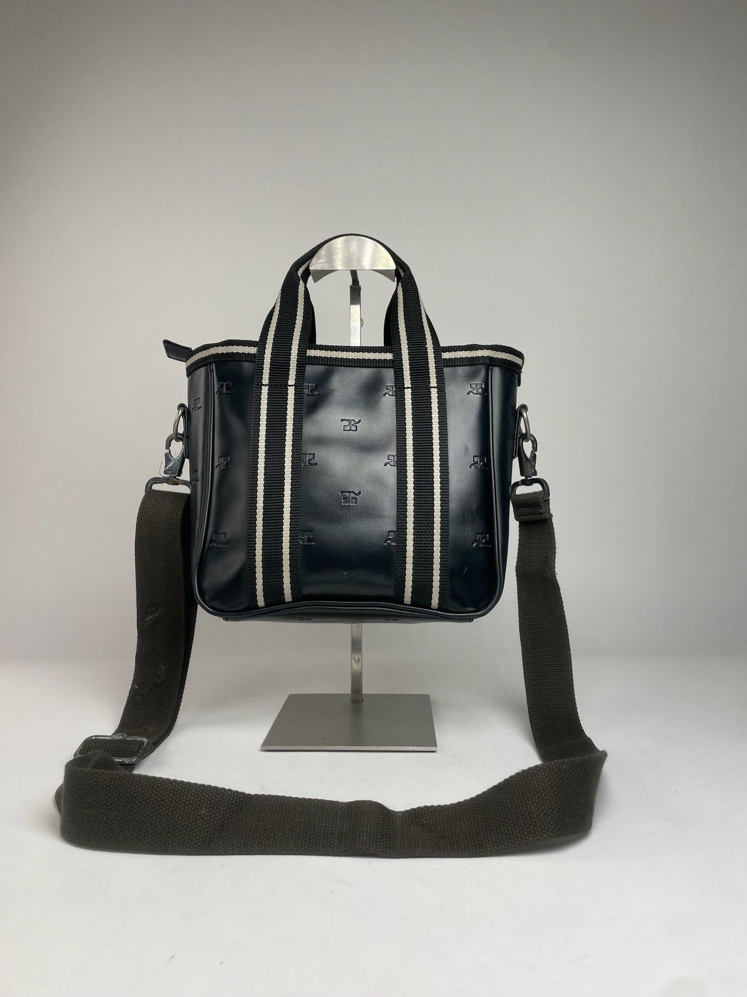 Courreges Vintage Paris 2Way Monogram Handbag Black White Size ONE SIZE - 3 Thumbnail