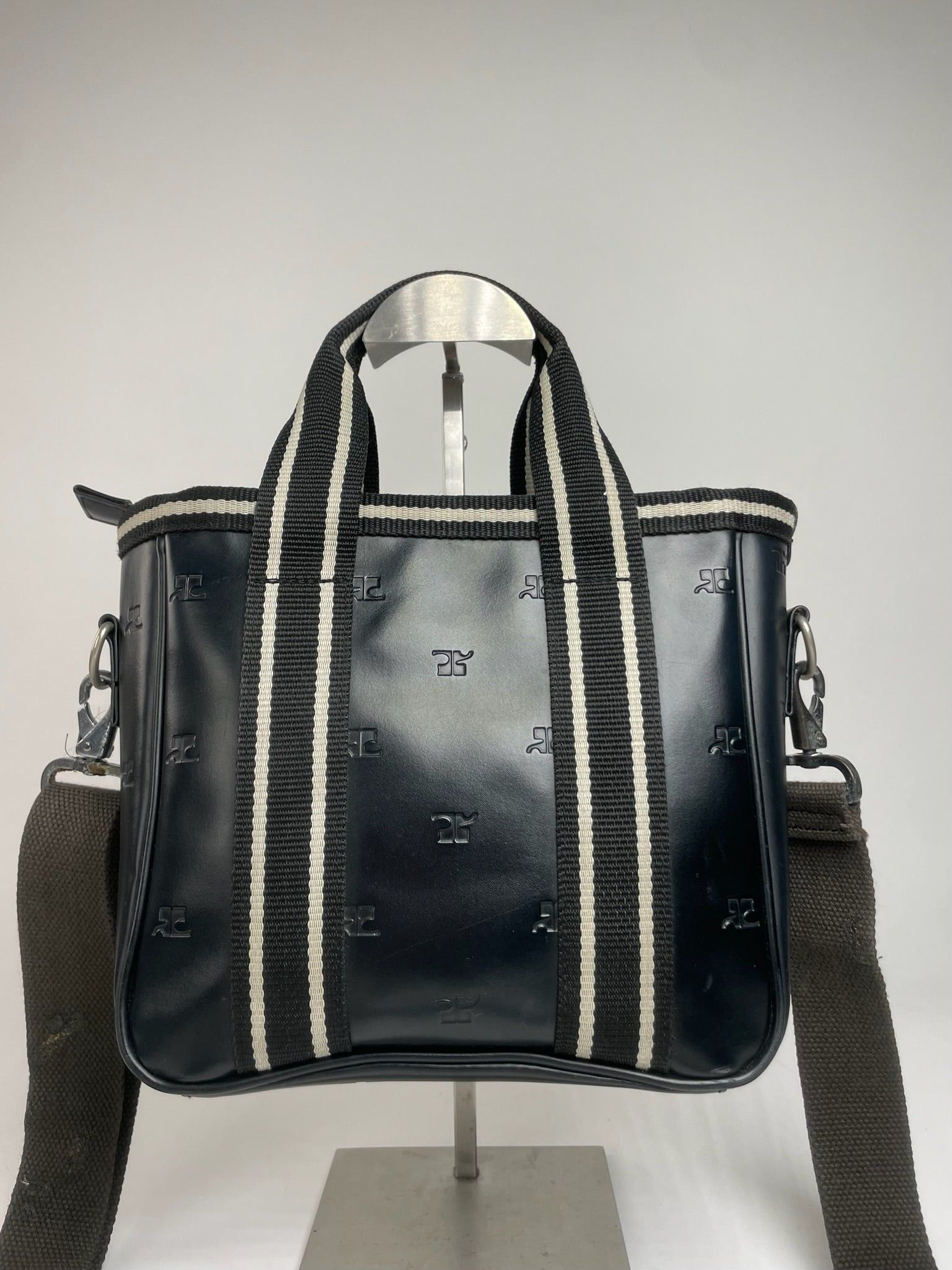 Courreges Vintage Paris 2Way Monogram Handbag Black White Size ONE SIZE - 9 Thumbnail