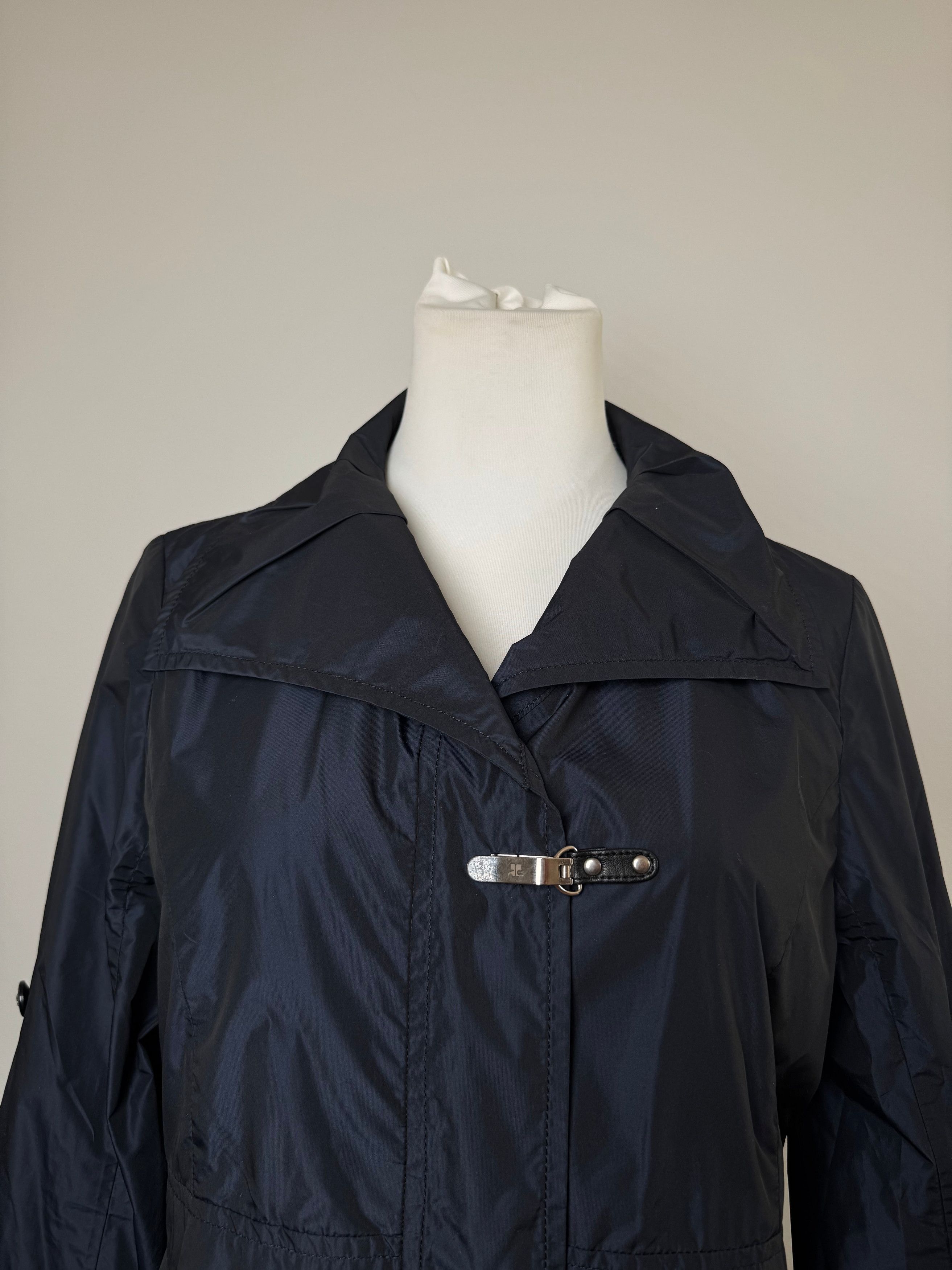 Courreges Vintage Polyester Short Trenchcoat Navy 38/M Size M / US 6-8 / IT 42-44 - 13 Thumbnail