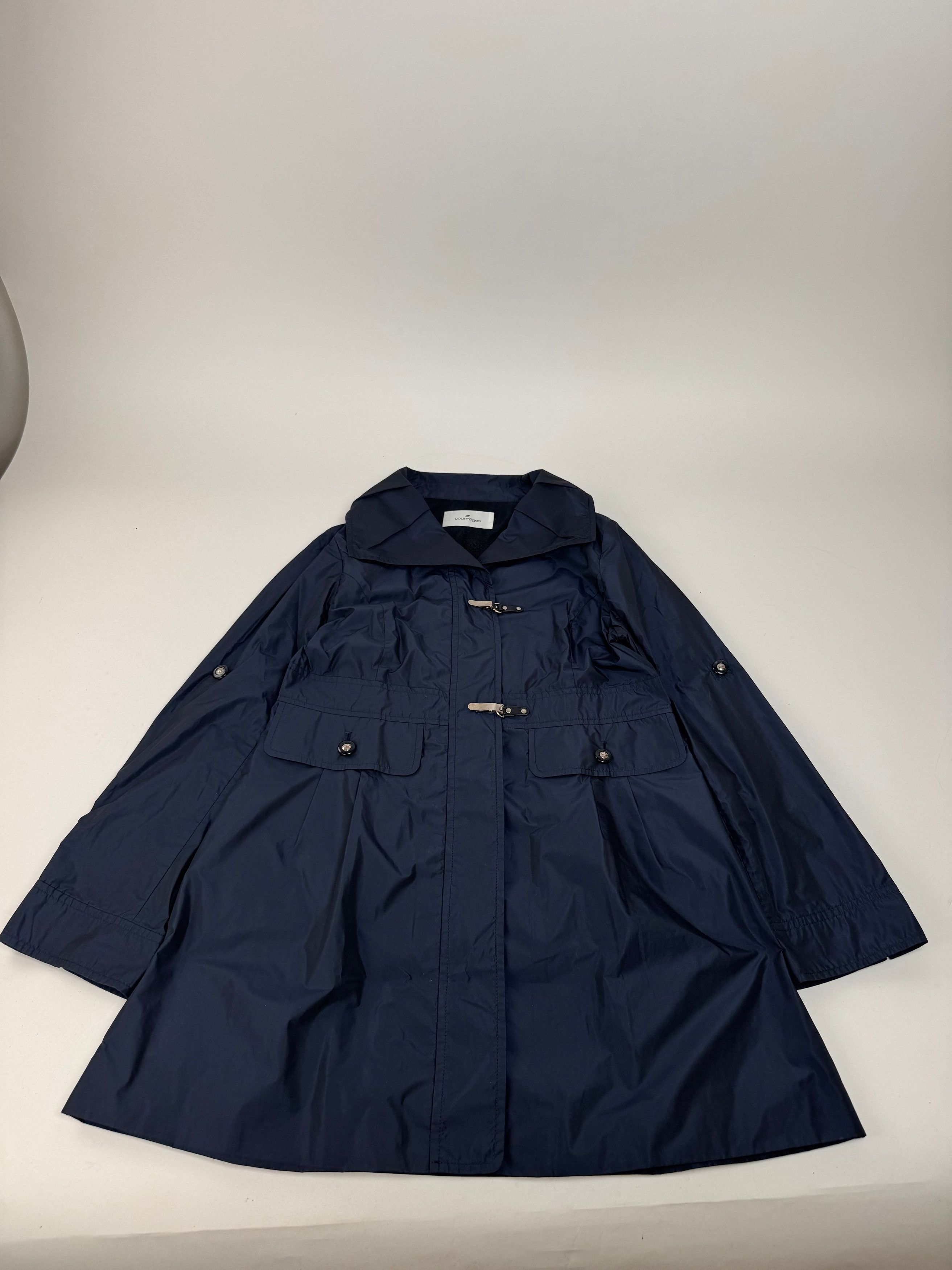 Courreges Vintage Polyester Short Trenchcoat Navy 38/M Size M / US 6-8 / IT 42-44 - 4 Thumbnail