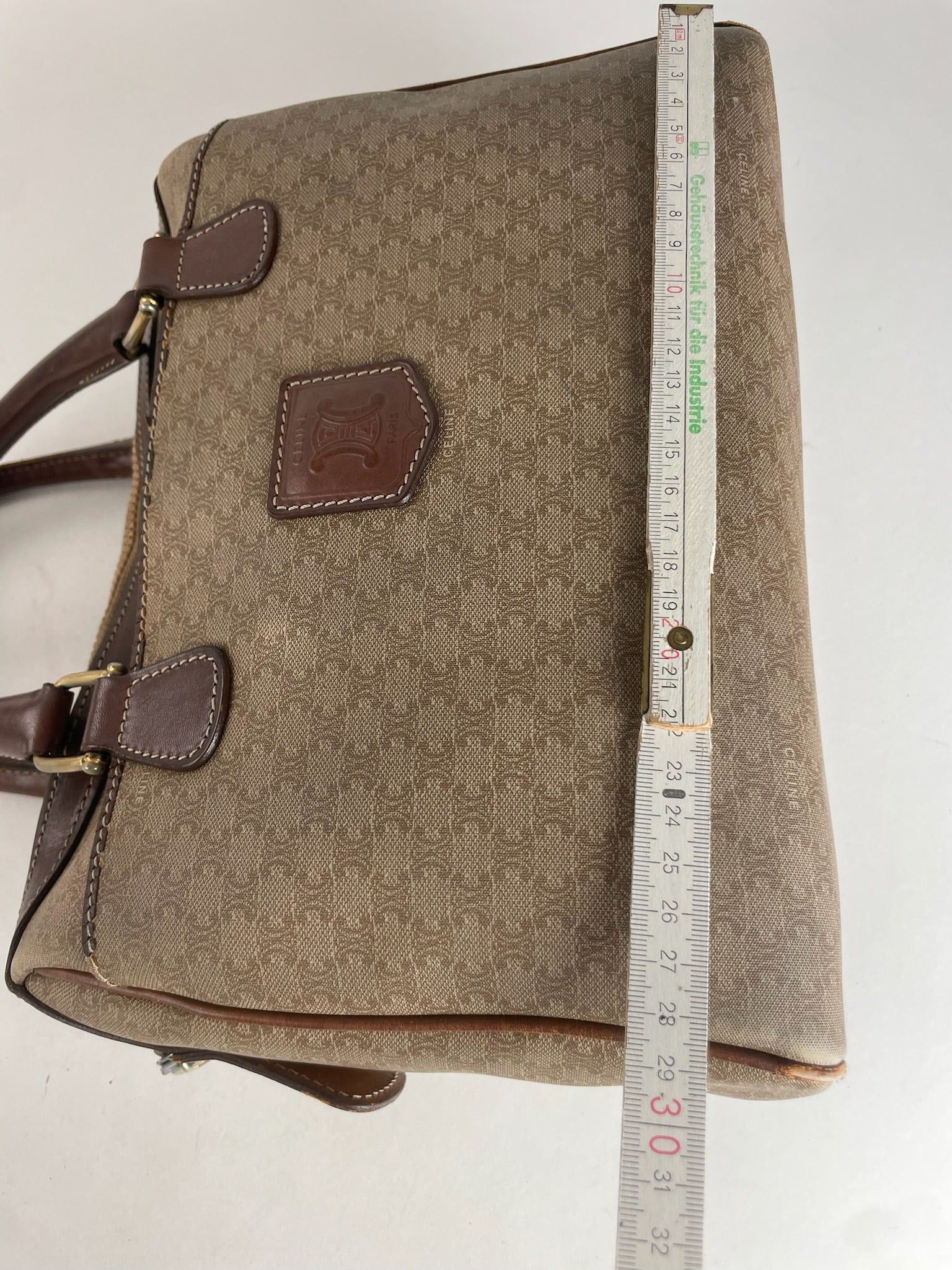 Celine Vintage Leather Monogram Handbag Beige Brown Size ONE SIZE - 8 Thumbnail