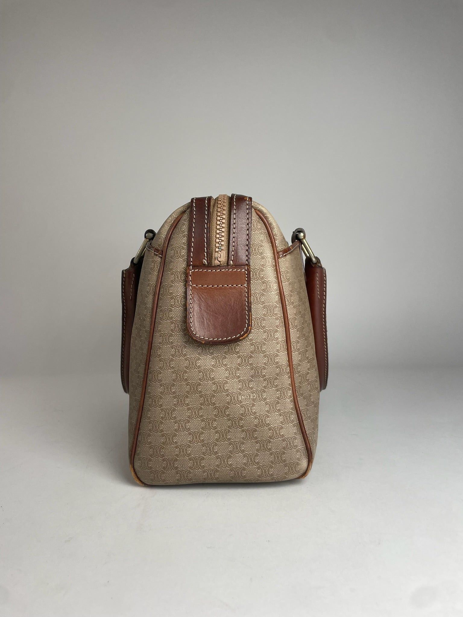 Celine Vintage Leather Monogram Handbag Beige Brown Size ONE SIZE - 11 Thumbnail