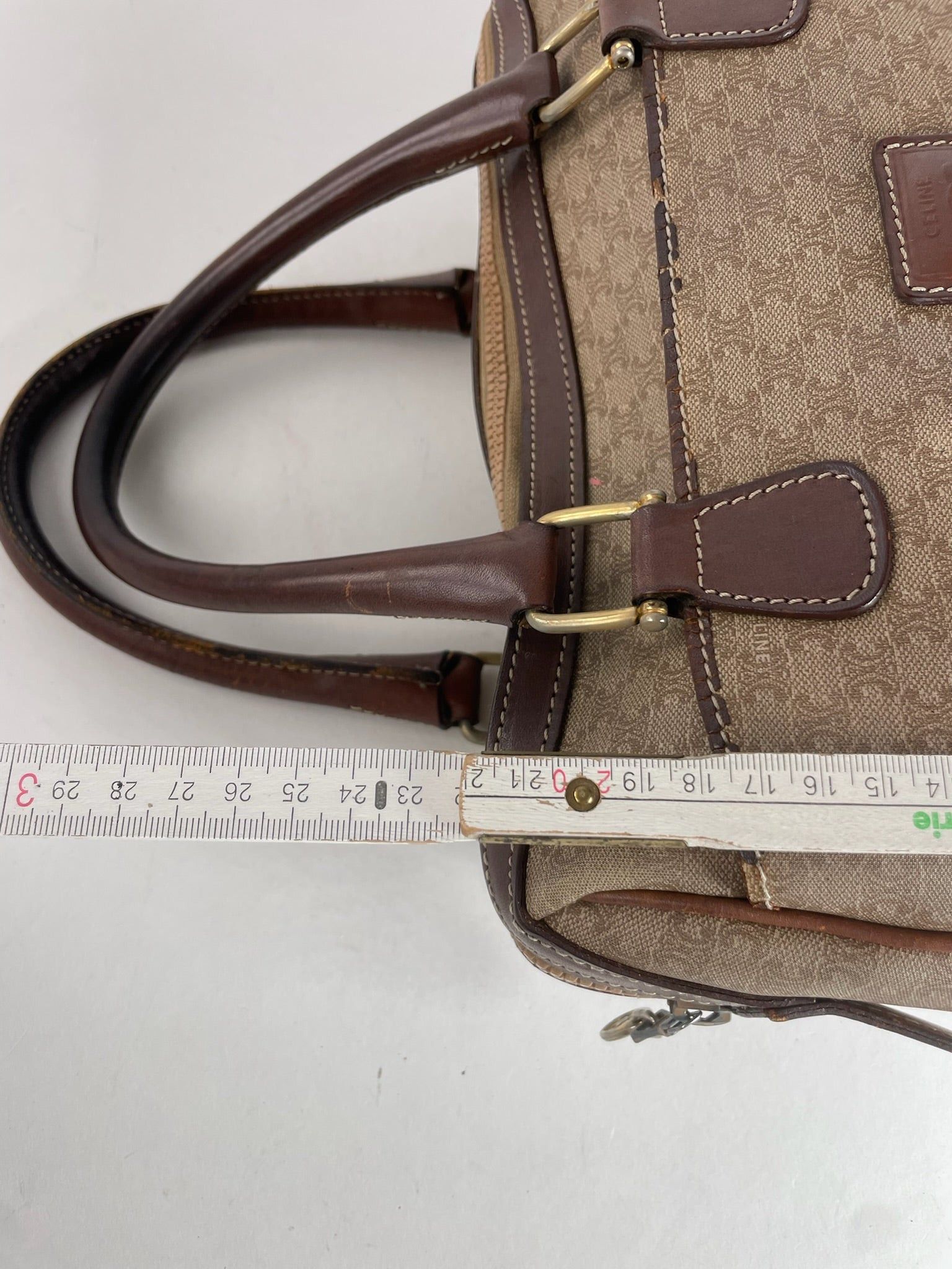 Celine Vintage Leather Monogram Handbag Beige Brown Size ONE SIZE - 7 Thumbnail
