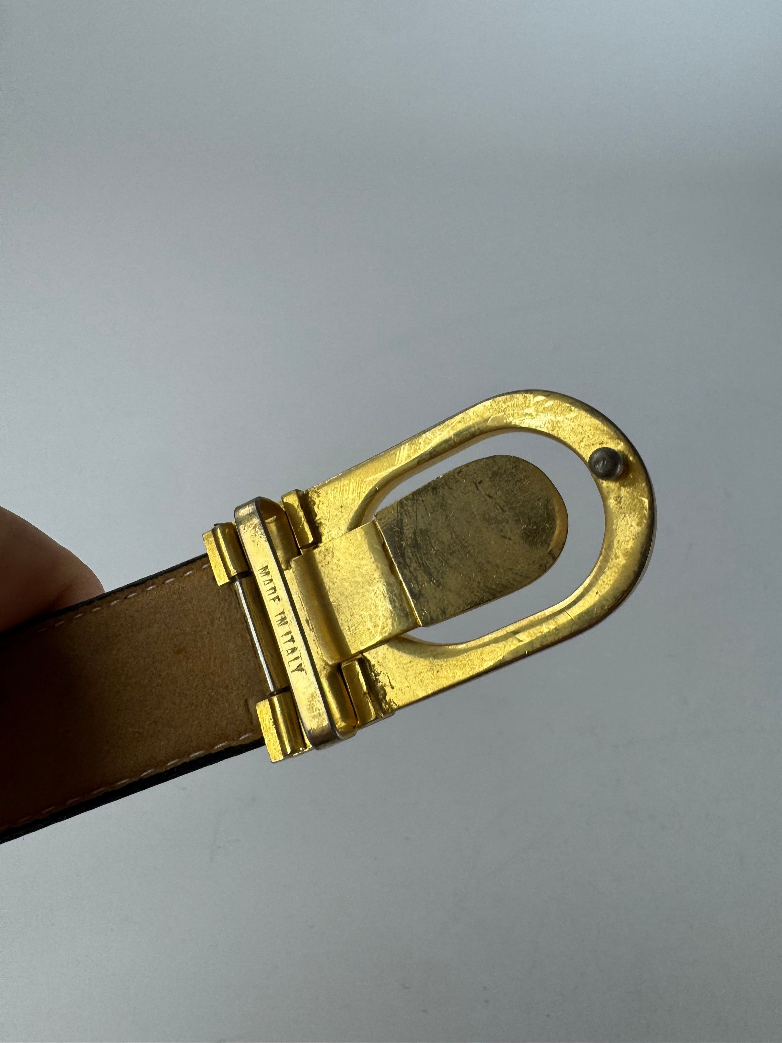 Celine Vintage Paris Carriage Logo Leather Belt Black Size ONE SIZE - 4 Thumbnail