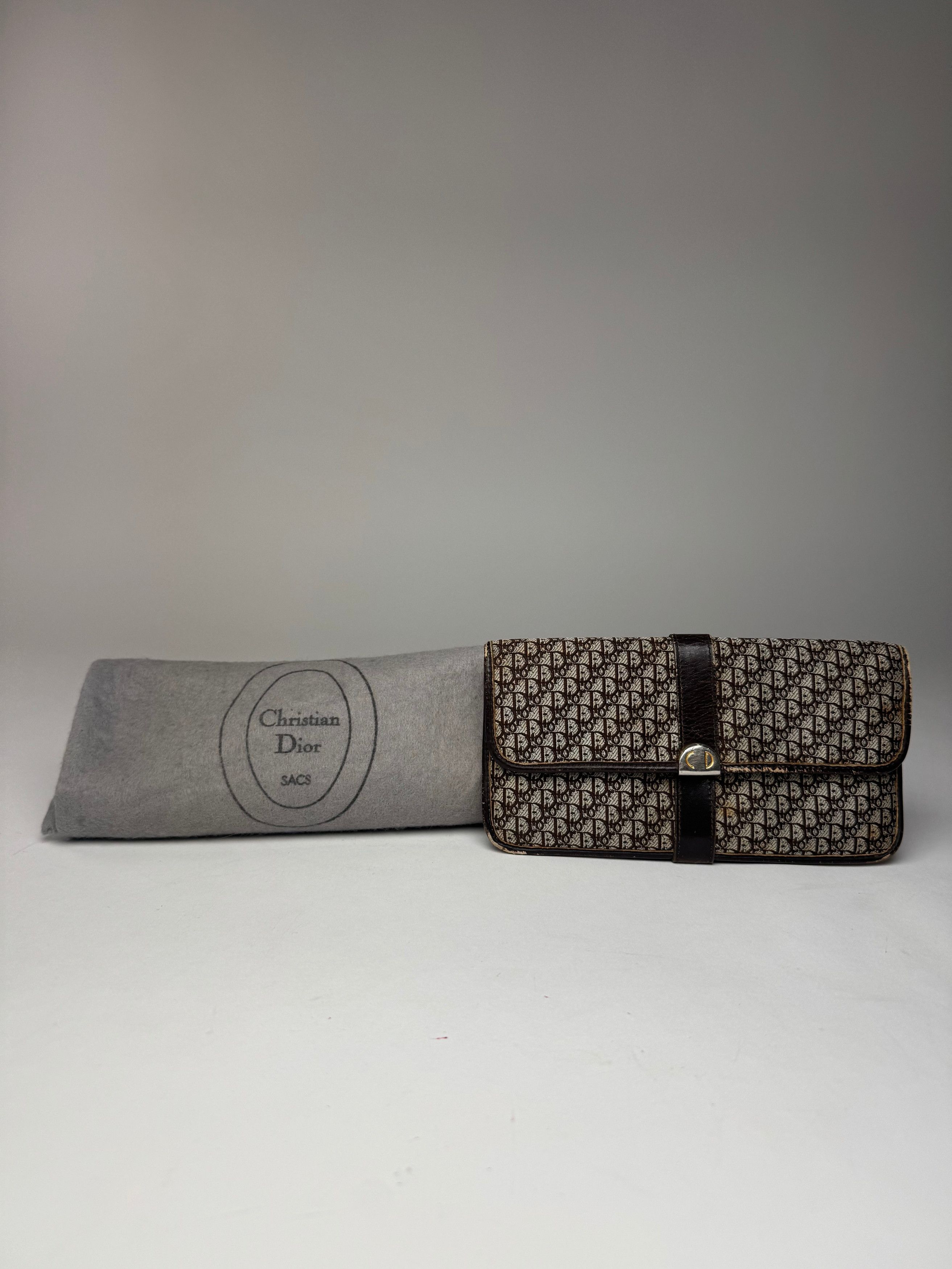 Dior Vintage Oblique Monogram Canvas Leather Belt Bag Grey Brown Size ONE SIZE - 2 Thumbnail