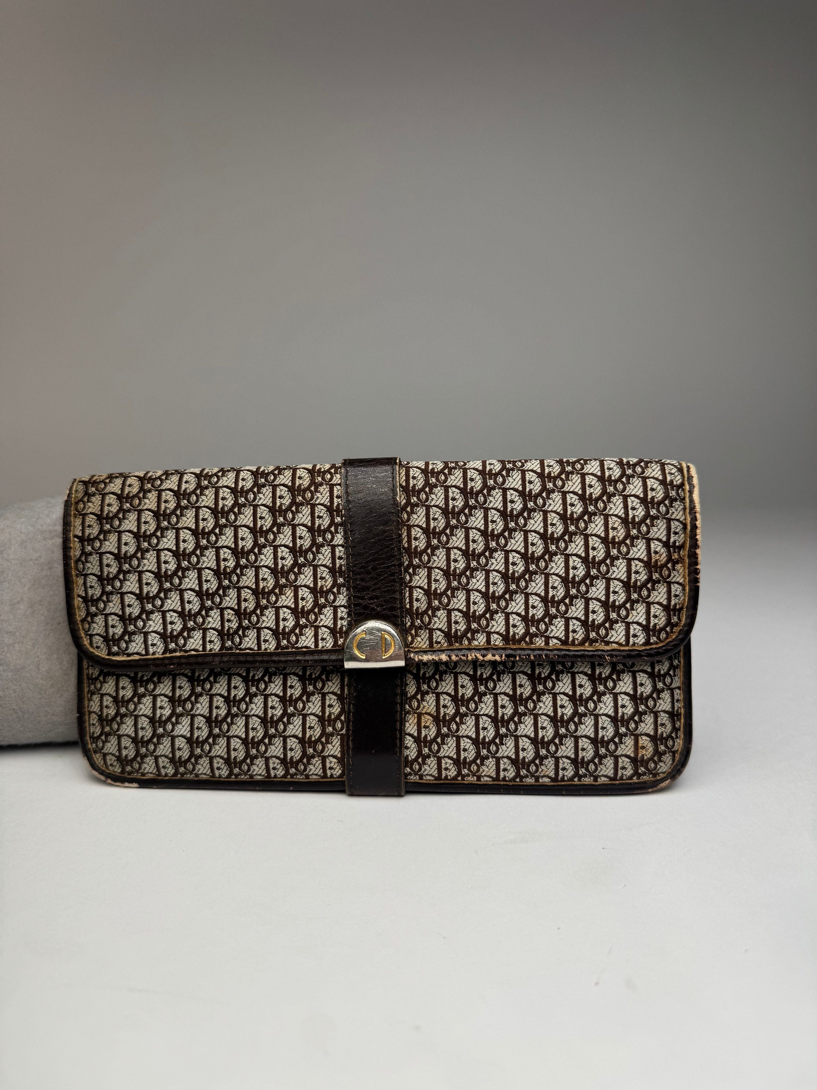 Dior Vintage Oblique Monogram Canvas Leather Belt Bag Grey Brown Size ONE SIZE - 10 Thumbnail