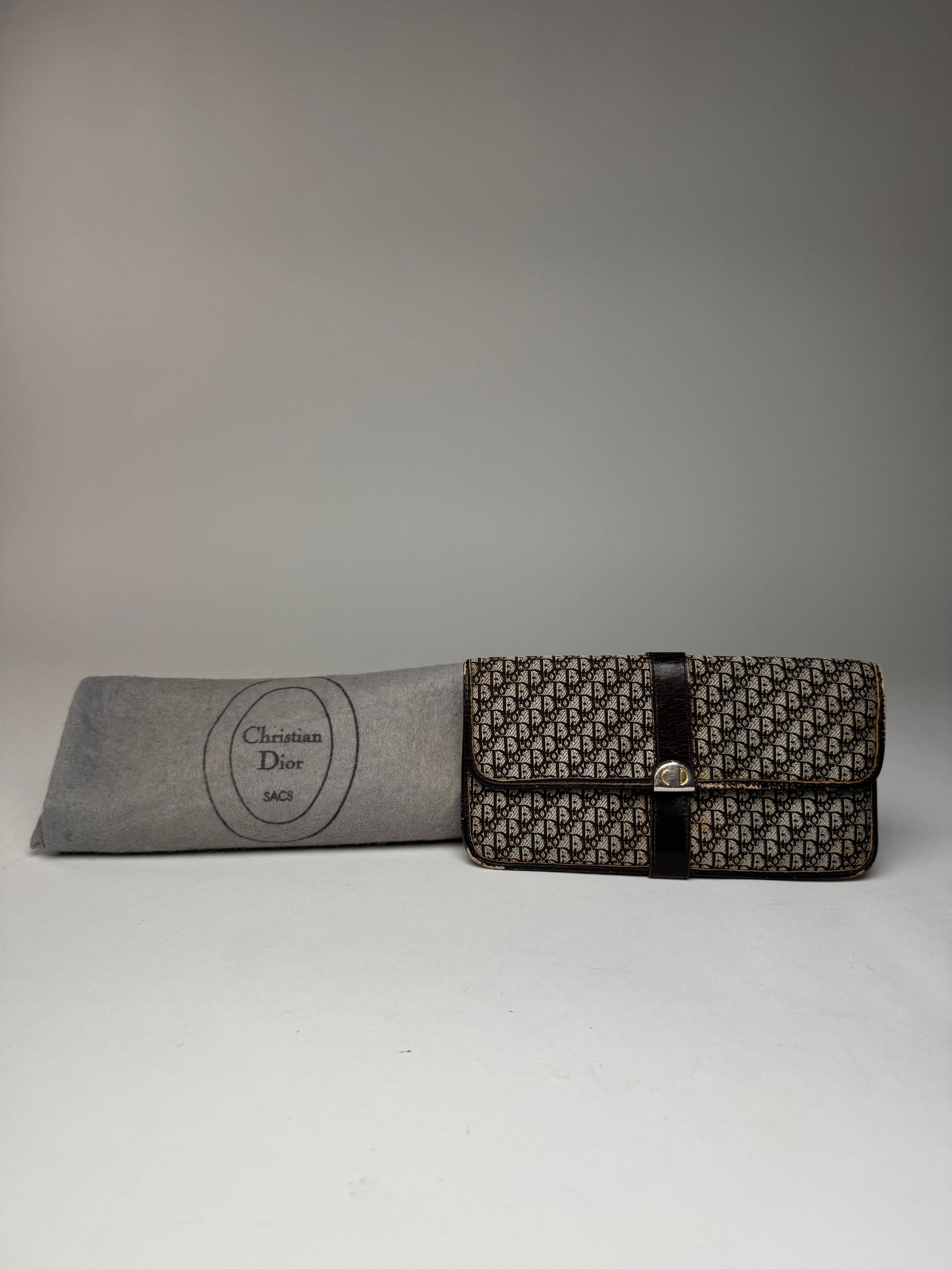 Dior Vintage Oblique Monogram Canvas Leather Belt Bag Grey Brown Size ONE SIZE - 7 Thumbnail
