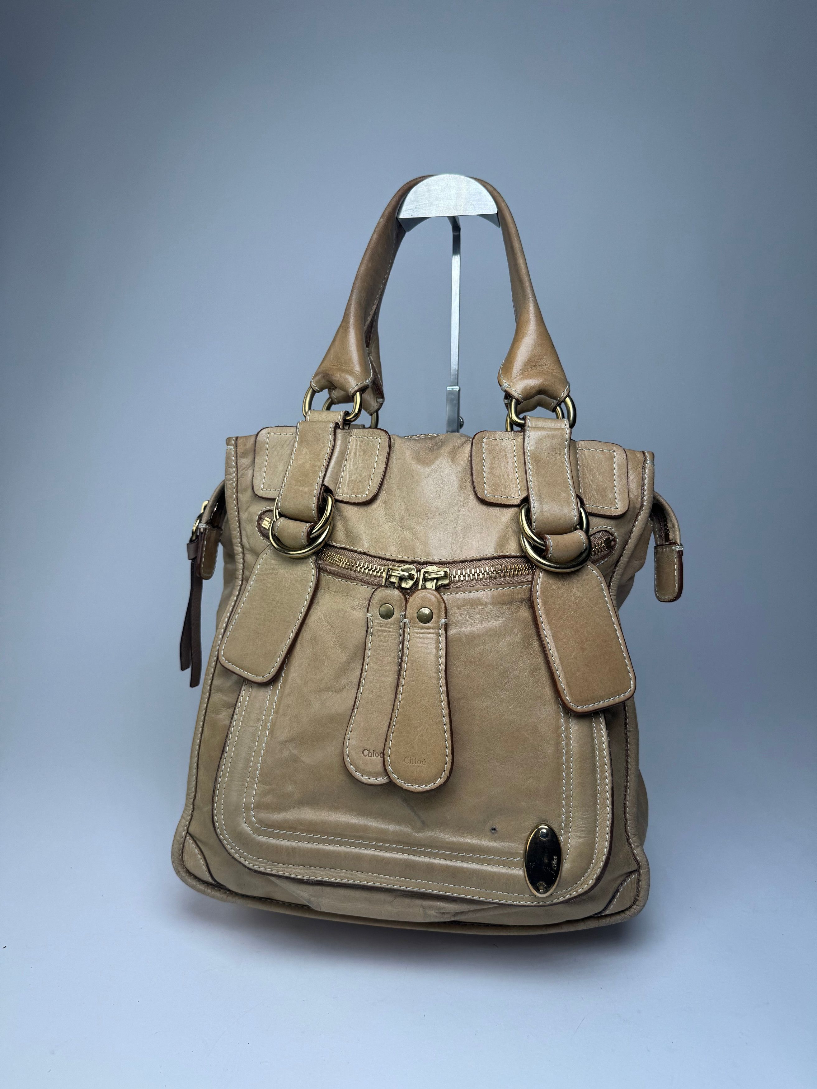 Chloe Vintage Leather Handbag Beige Size ONE SIZE - 7 Thumbnail