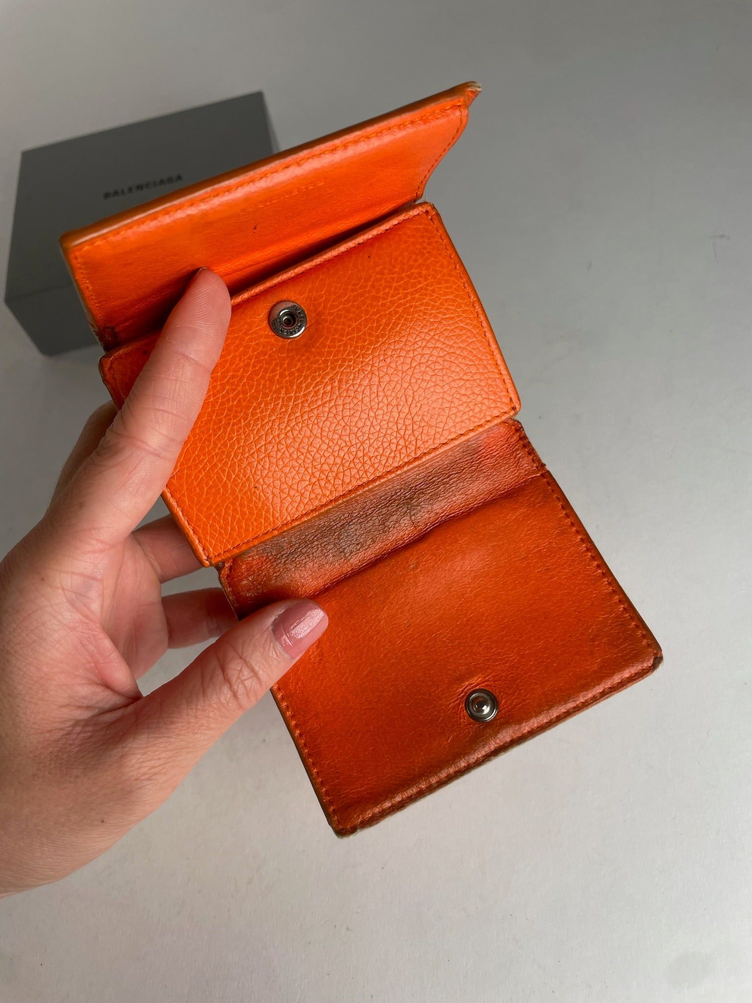 Balenciaga Vintage Leather Card Holder Wallet Orange Black Size ONE SIZE - 6 Thumbnail