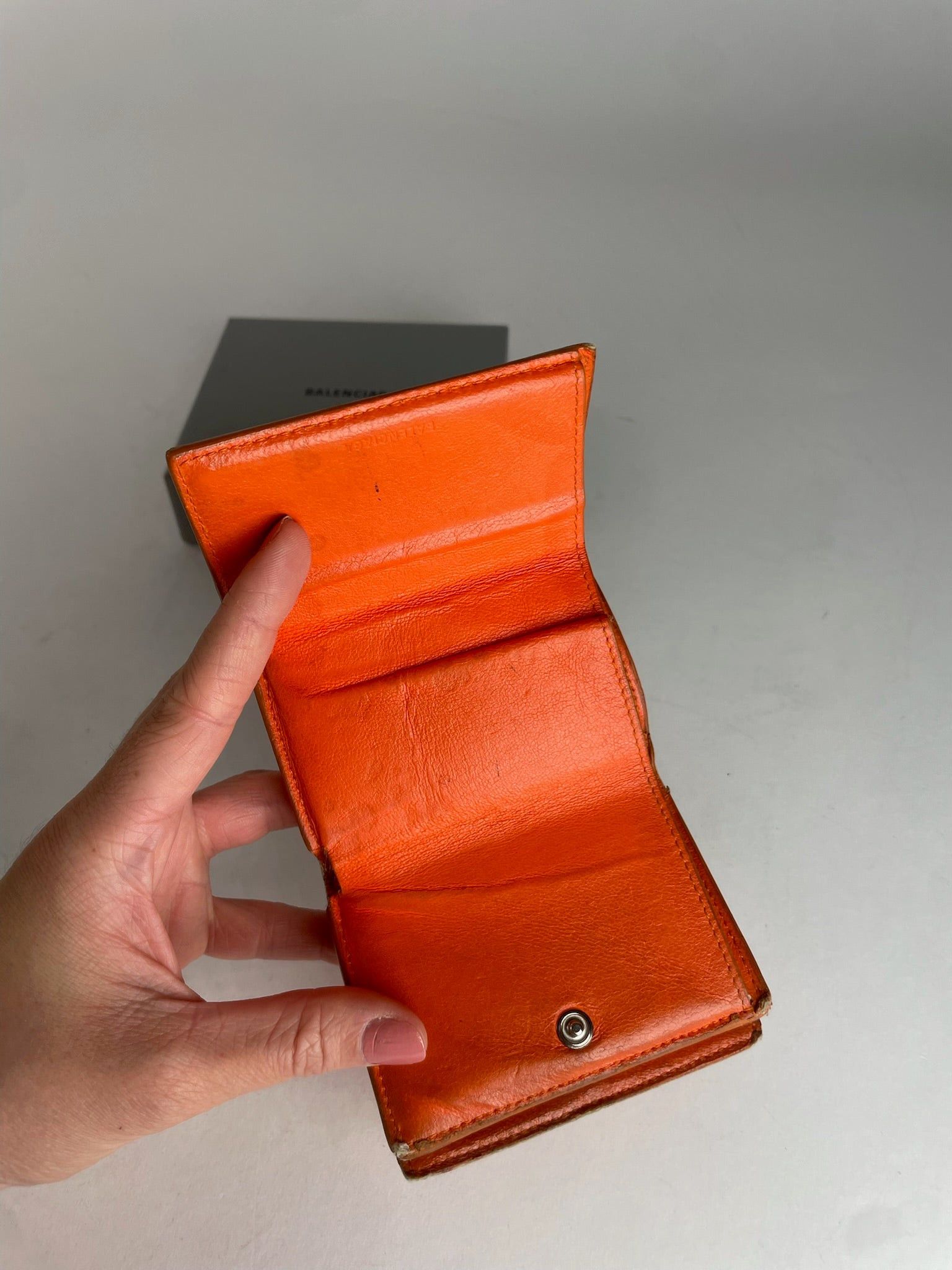 Balenciaga Vintage Leather Card Holder Wallet Orange Black Size ONE SIZE - 7 Thumbnail