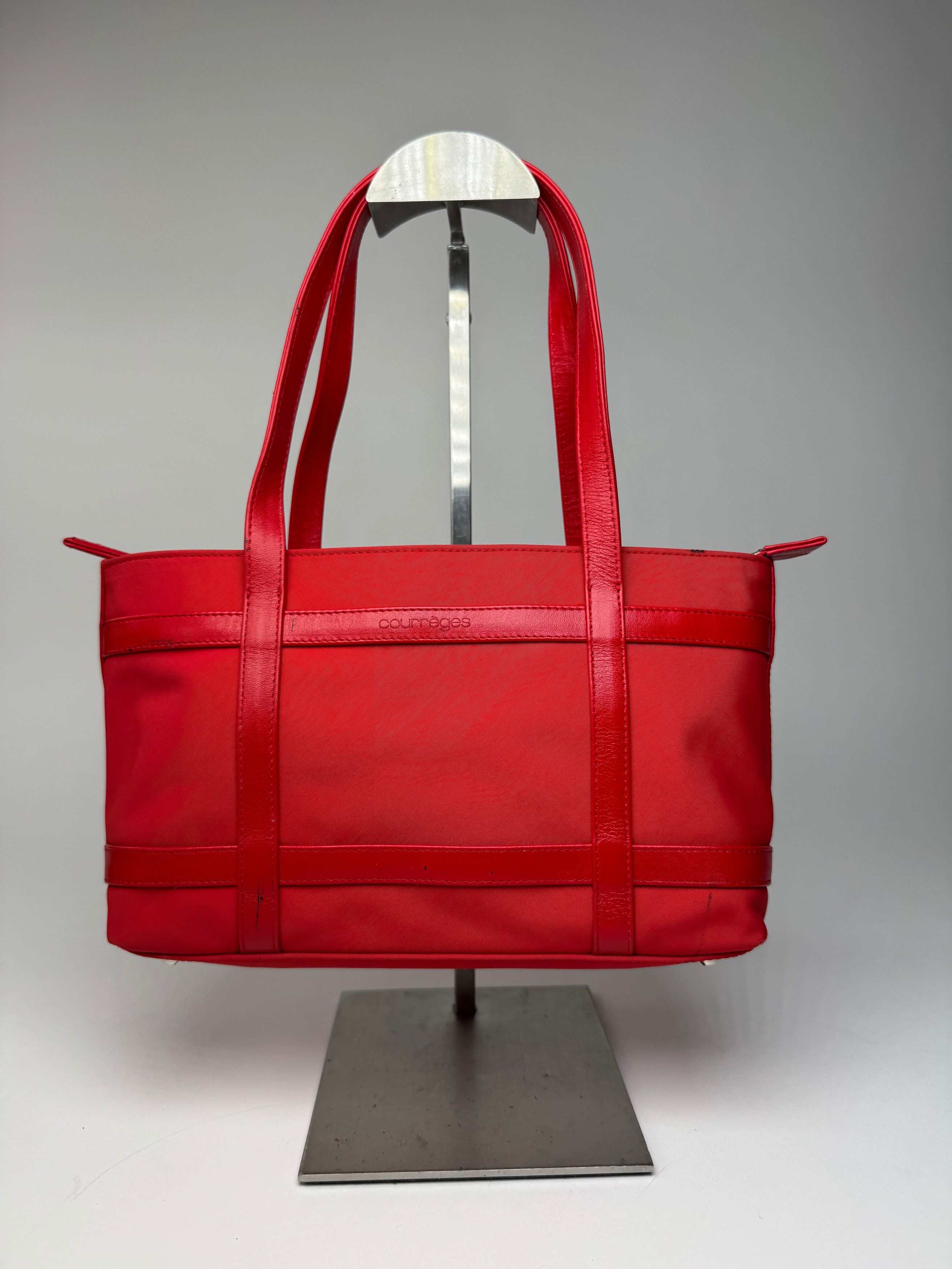 Courreges Vintage Polyester Patent Leather Handbag Red Size ONE SIZE - 11 Thumbnail
