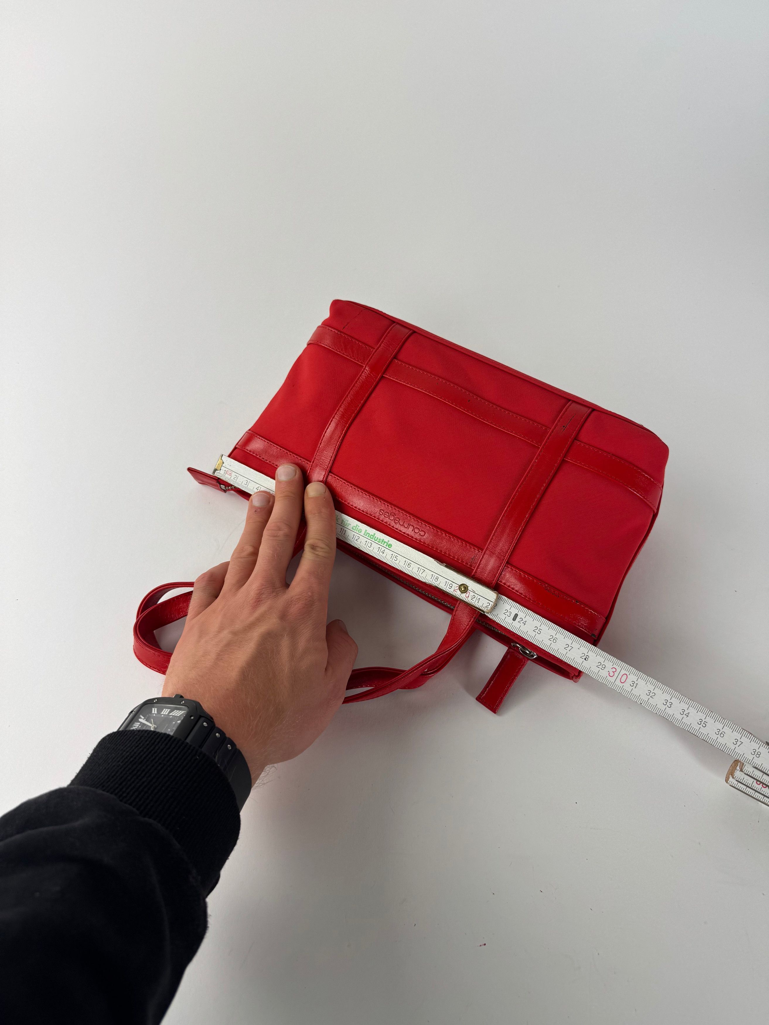 Courreges Vintage Polyester Patent Leather Handbag Red Size ONE SIZE - 8 Thumbnail