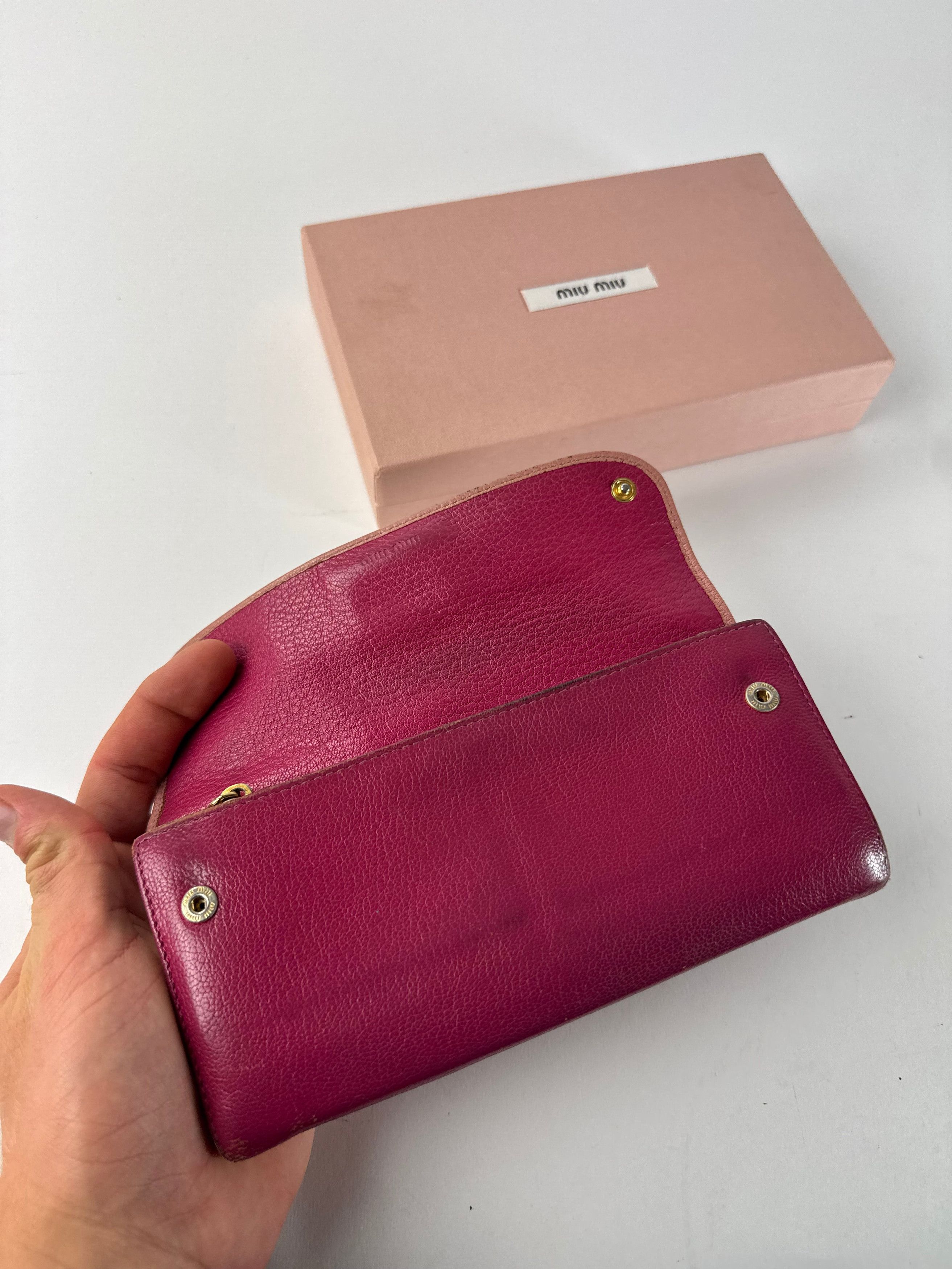 Miu Miu Vintage Leather Wallet Pink Size ONE SIZE - 3 Thumbnail