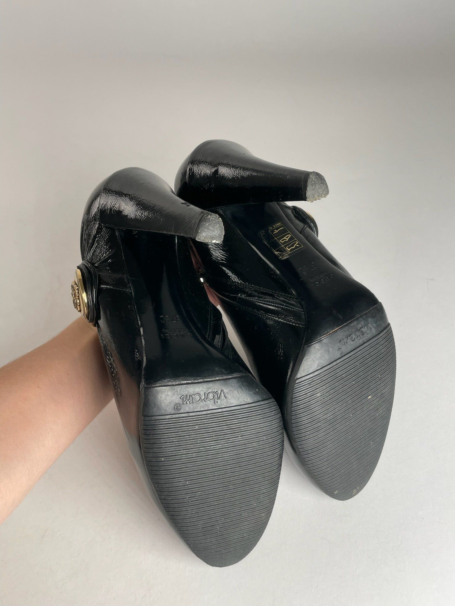Gucci Vintage Patent Leather Heeled Boots Black 37,5 Size US 6.5 / IT 36.5 - 3 Thumbnail