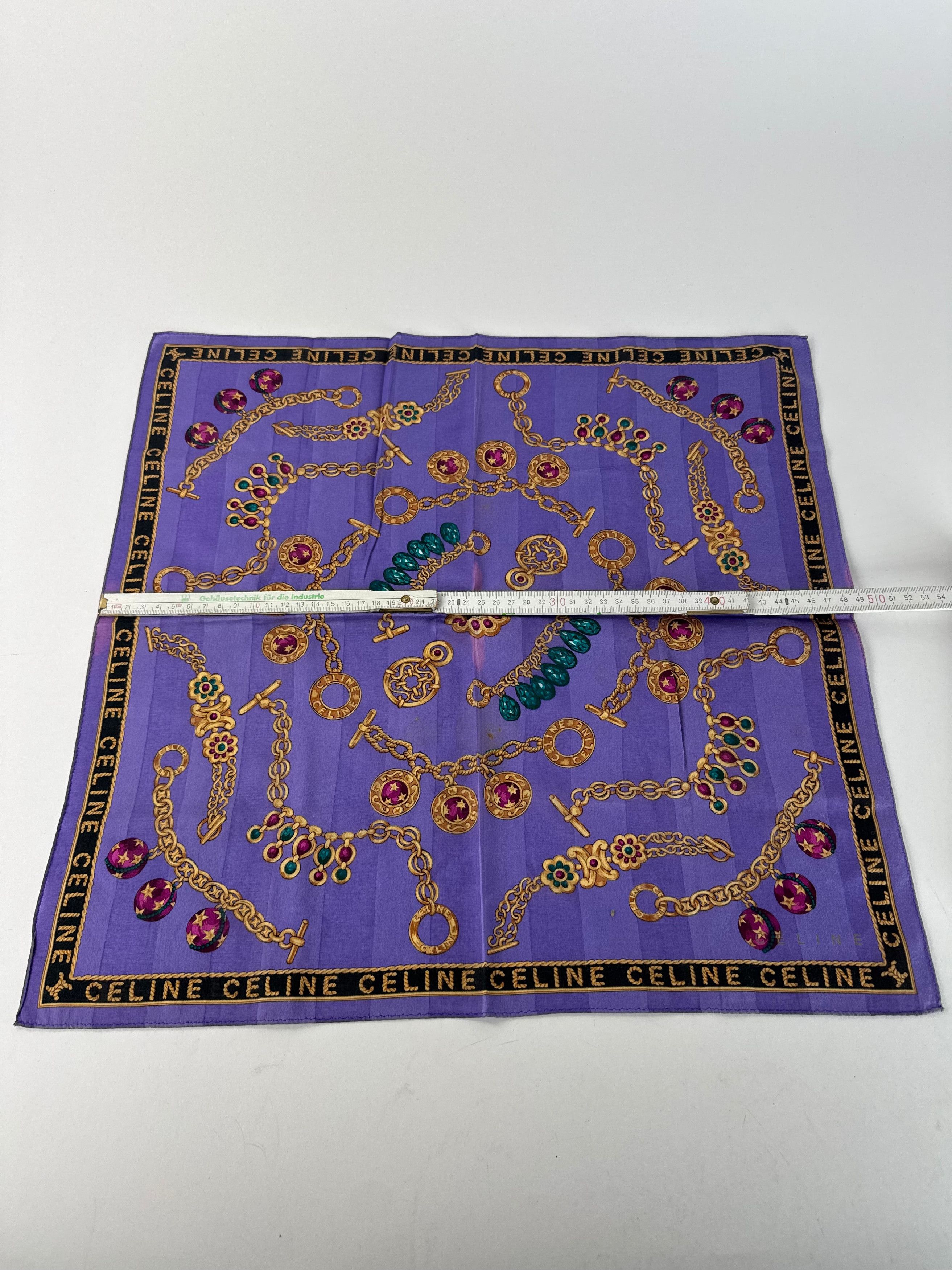 Celine Vintage Paris Scarf Purple Gold Size ONE SIZE - 8 Thumbnail