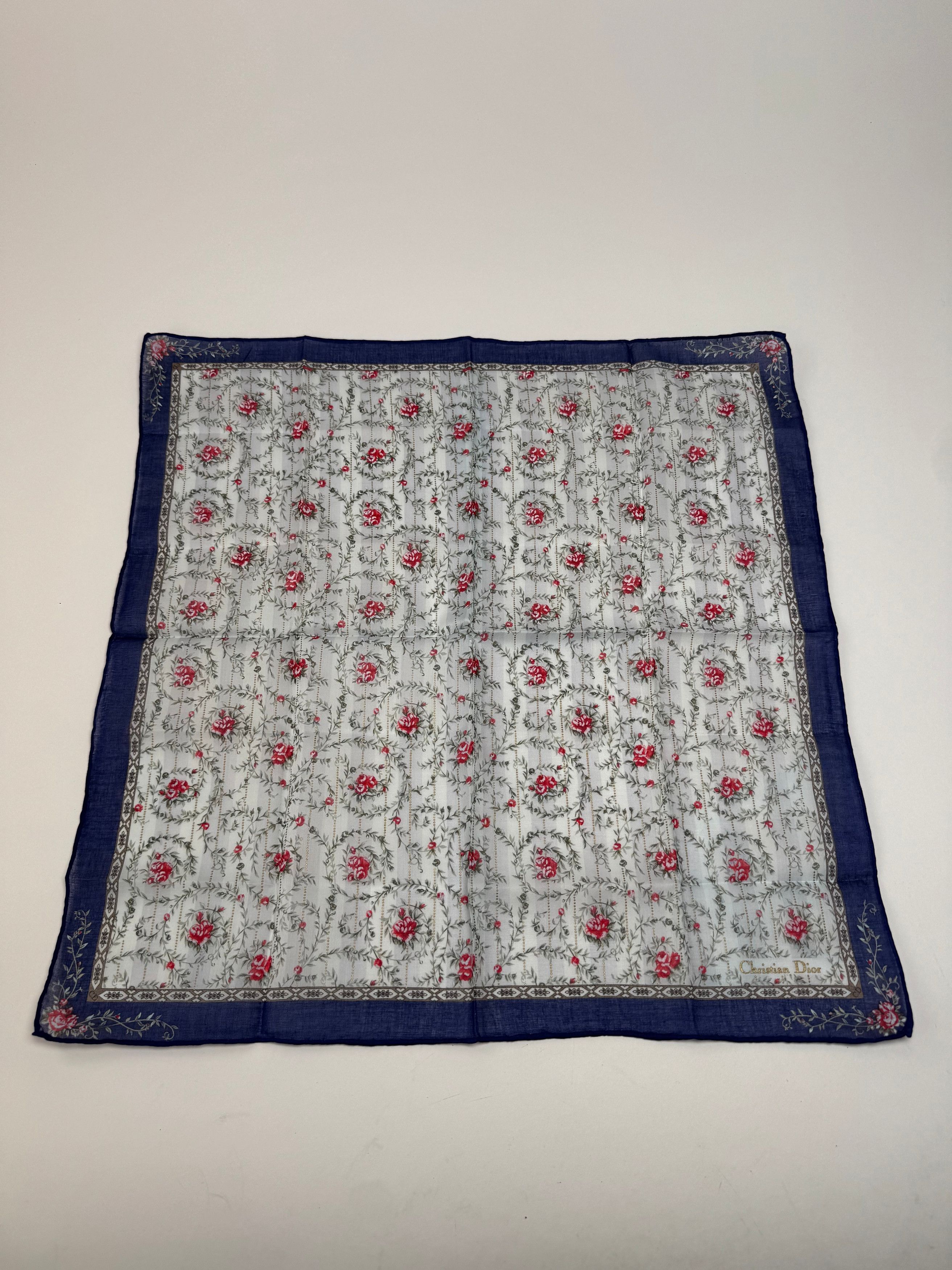 Dior Vintage Floral Scarf Blue Size ONE SIZE - 9 Thumbnail
