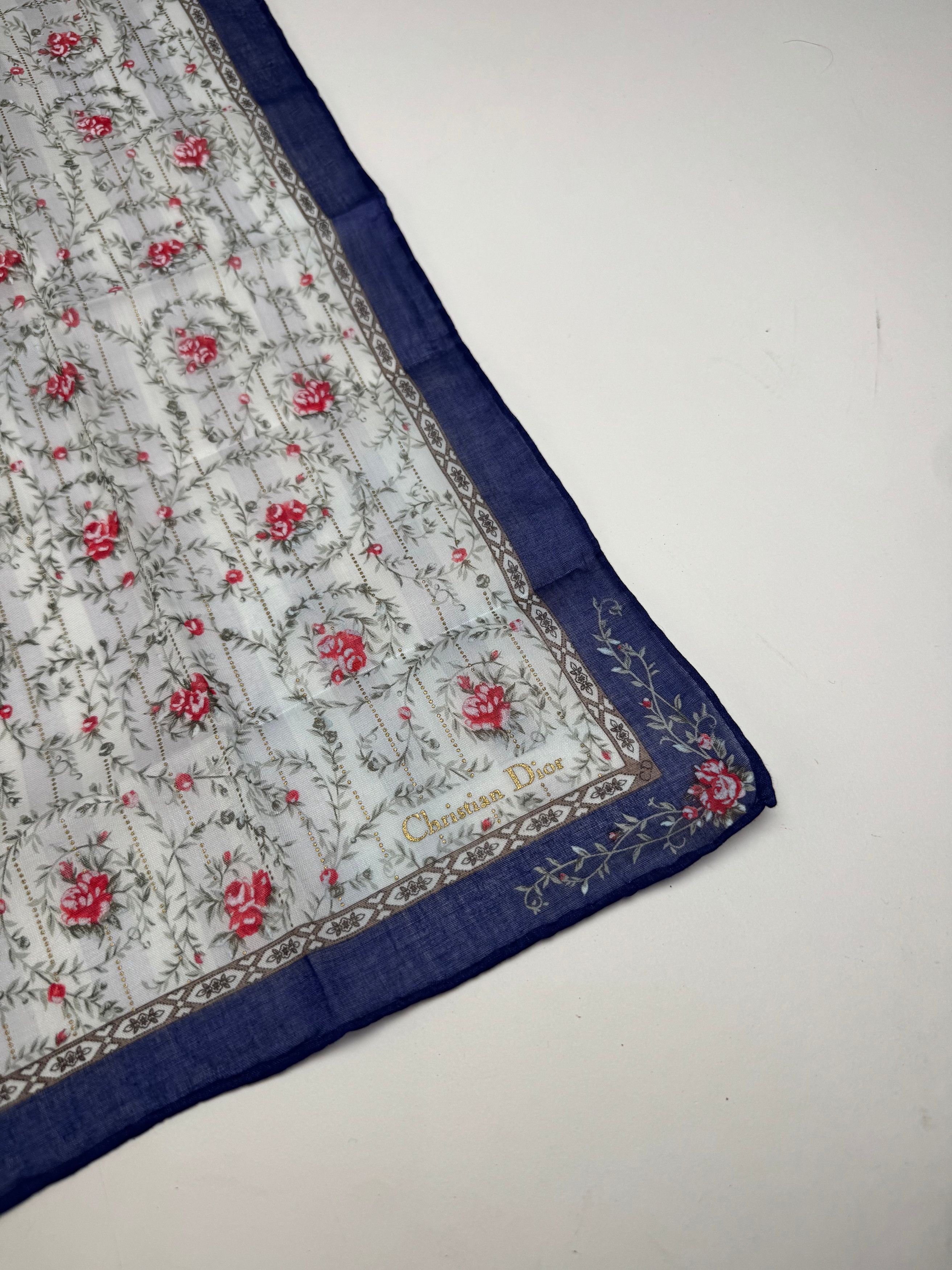 Dior Vintage Floral Scarf Blue Size ONE SIZE - 2 Thumbnail