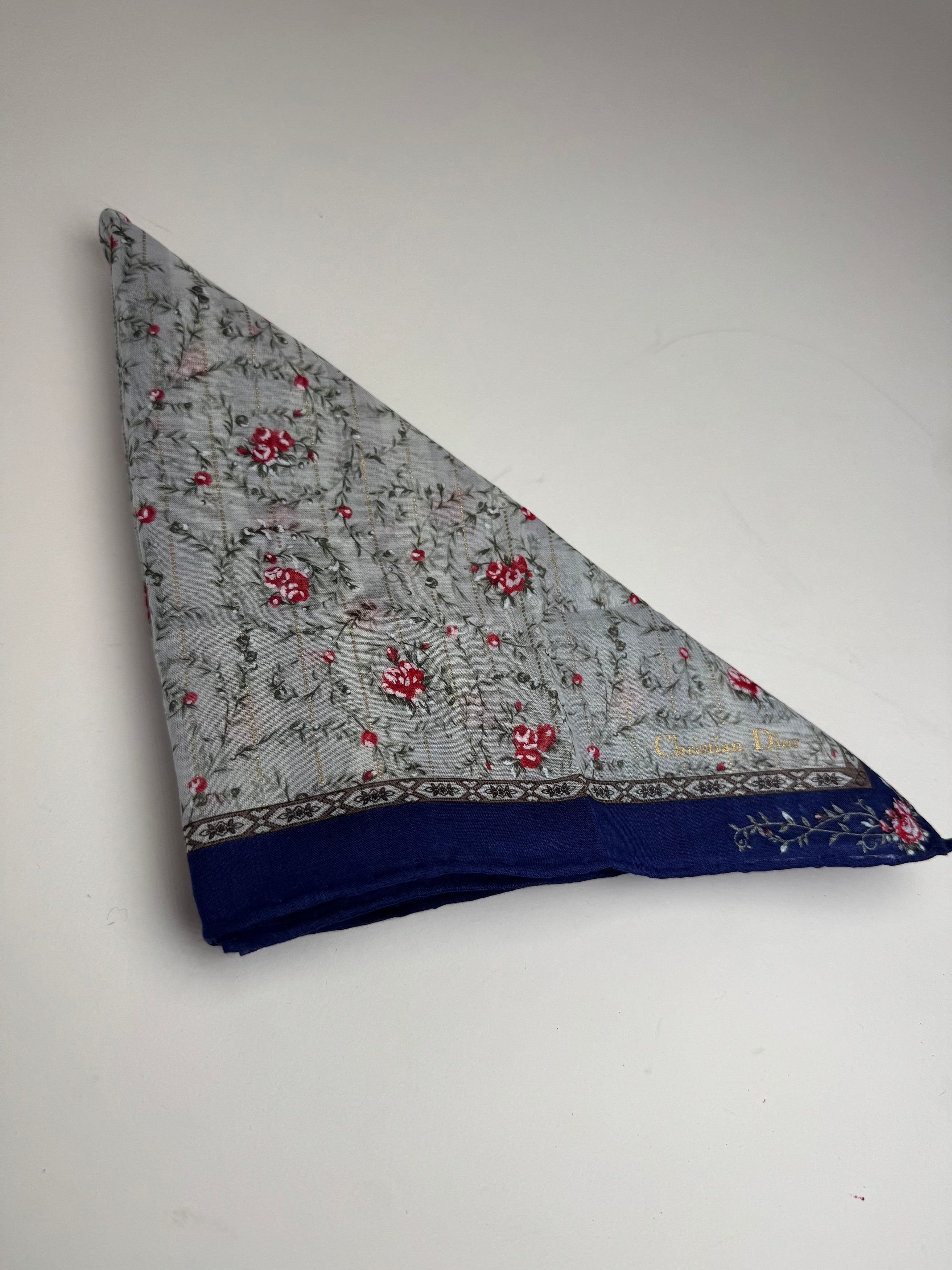 Dior Vintage Floral Scarf Blue Size ONE SIZE - 8 Thumbnail
