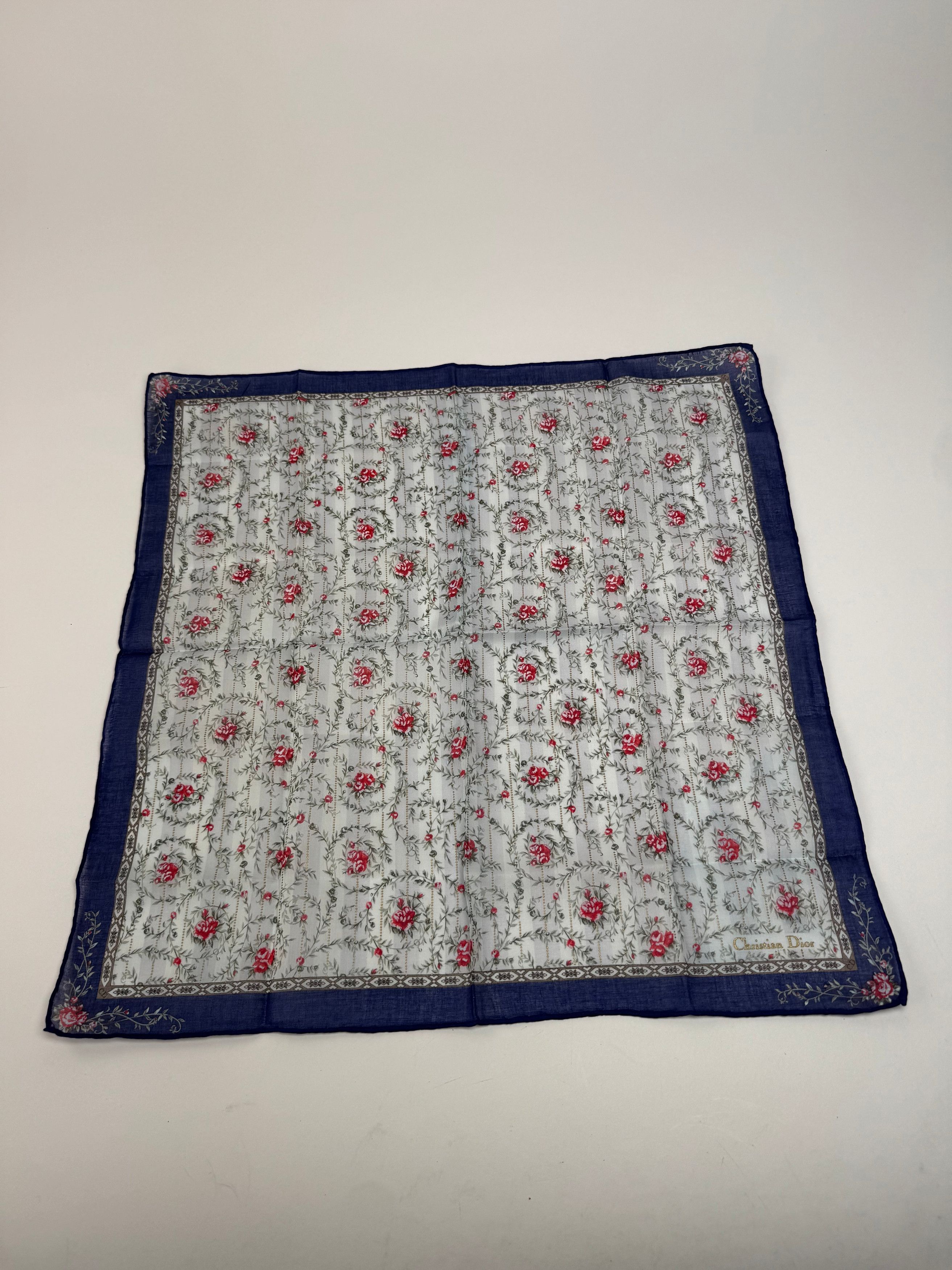 Dior Vintage Floral Scarf Blue Size ONE SIZE - 4 Thumbnail
