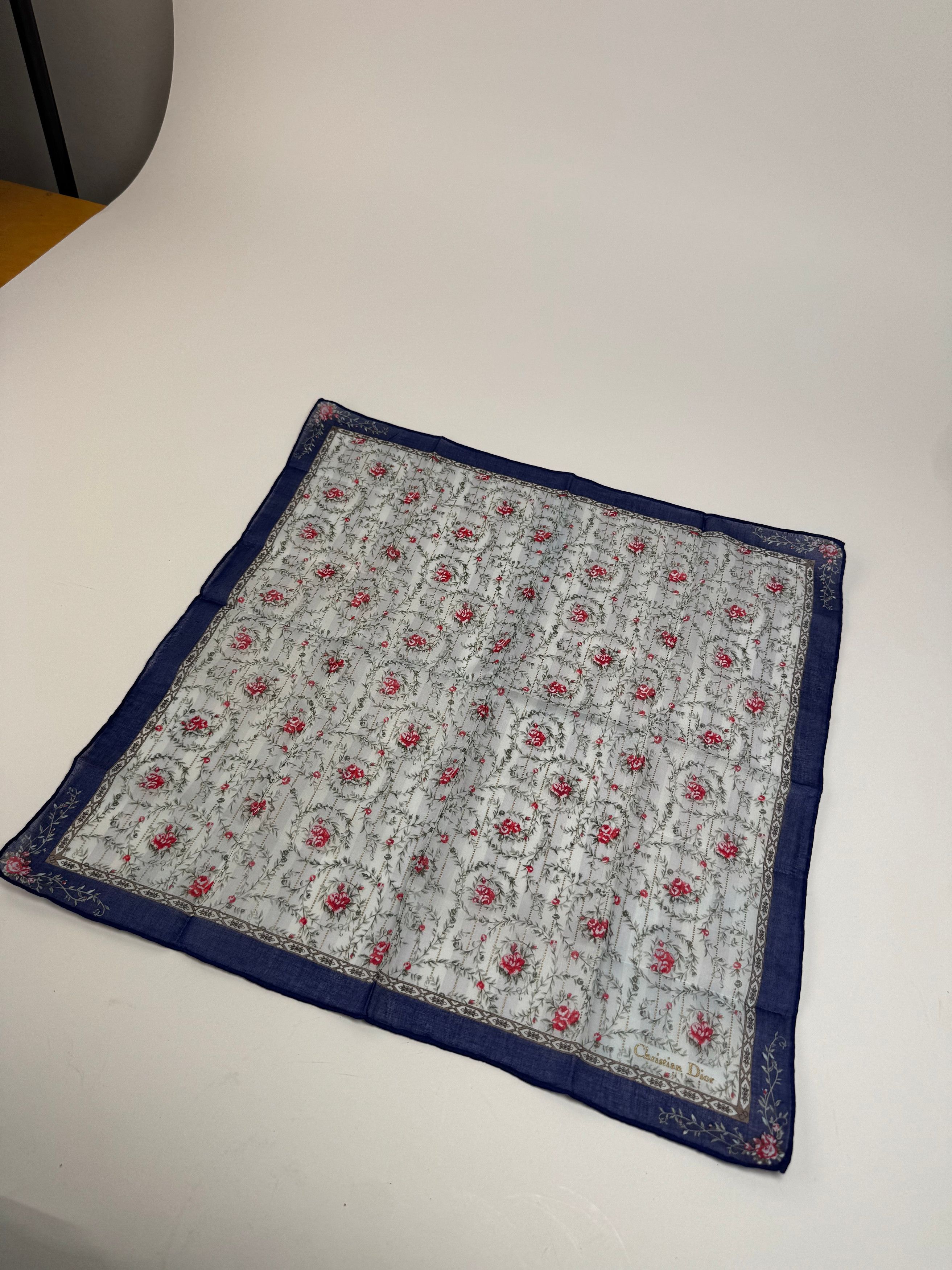 Dior Vintage Floral Scarf Blue Size ONE SIZE - 3 Thumbnail