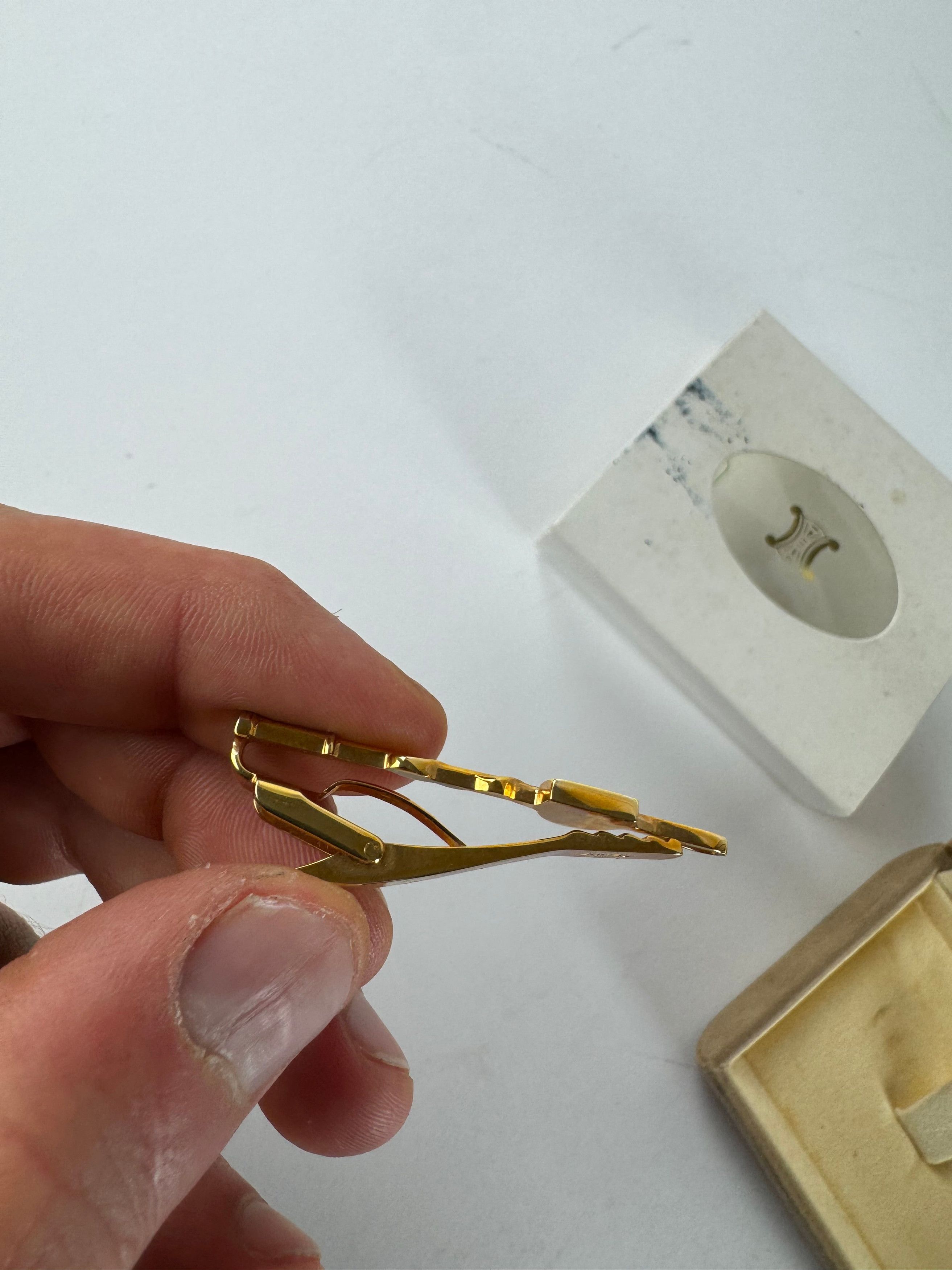 Celine Vintage Paris Carriage Logo Clamp Golden Size ONE SIZE - 5 Thumbnail
