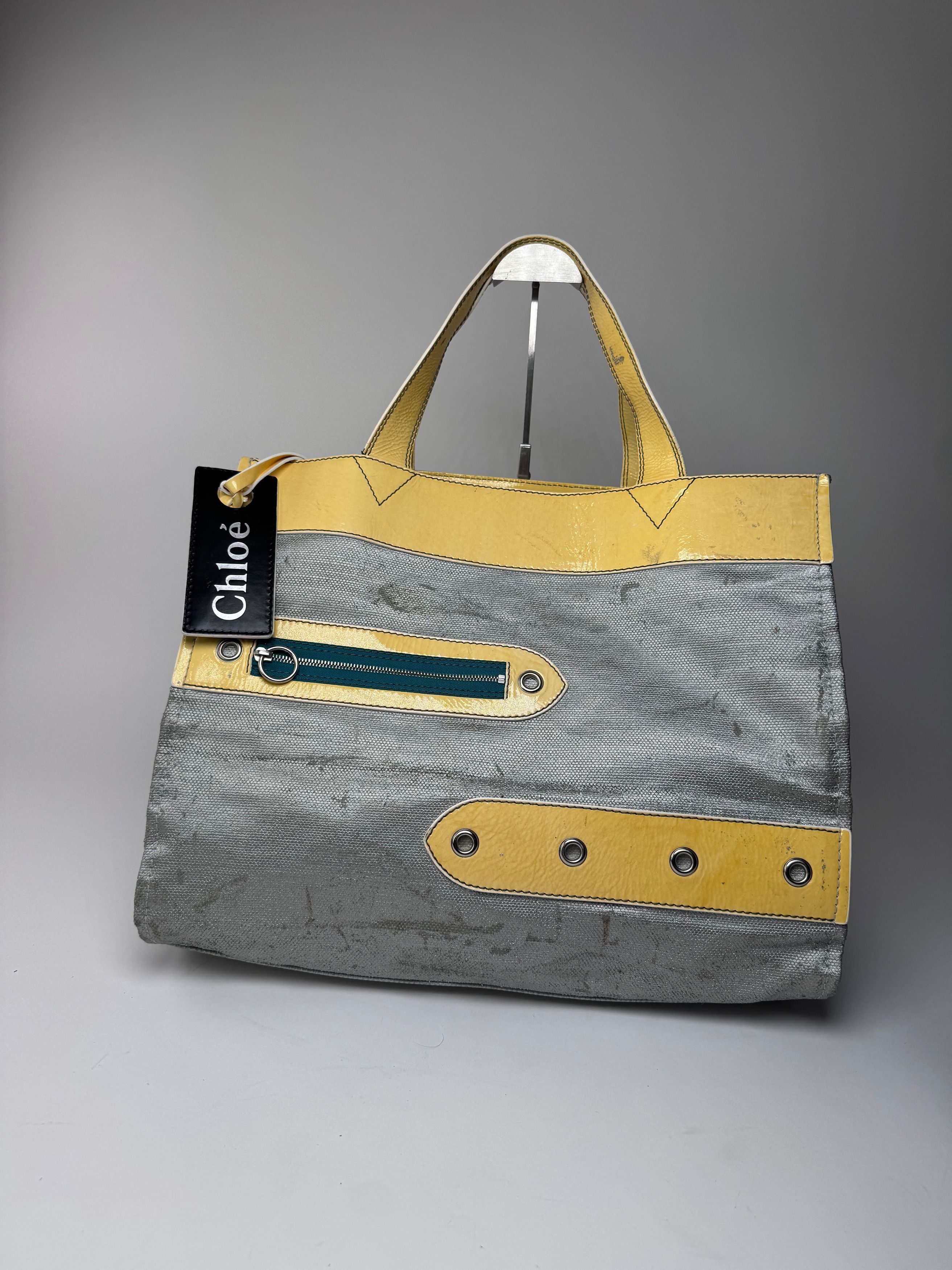 Chloe Vintage Big Tote Bag Silver Yellow white Size ONE SIZE - 8 Thumbnail