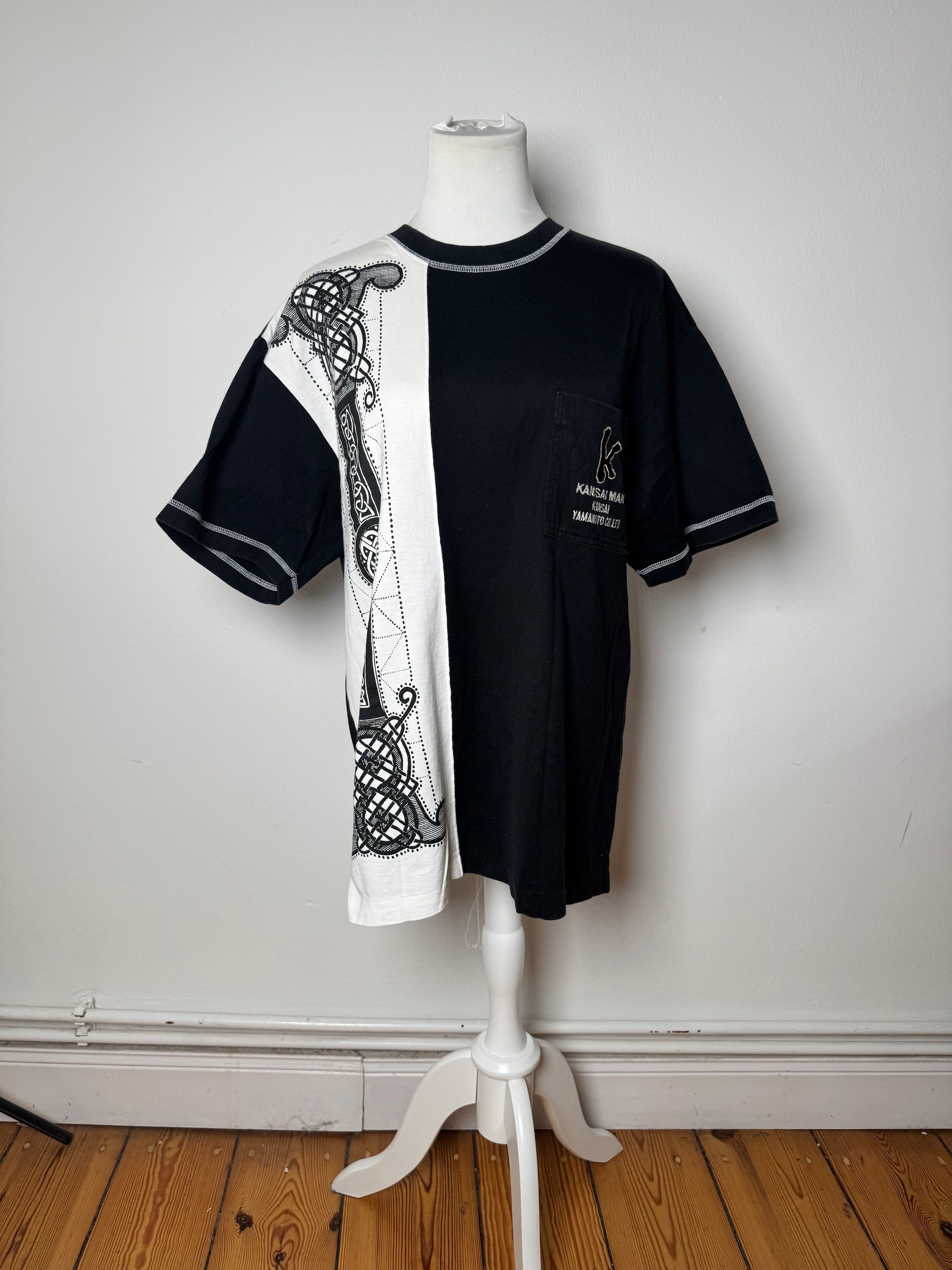 Kansai Yamamoto Vintage Abstract Mens T-shirt Black White M/L Size US L / EU 52-54 / 3 - 12 Thumbnail