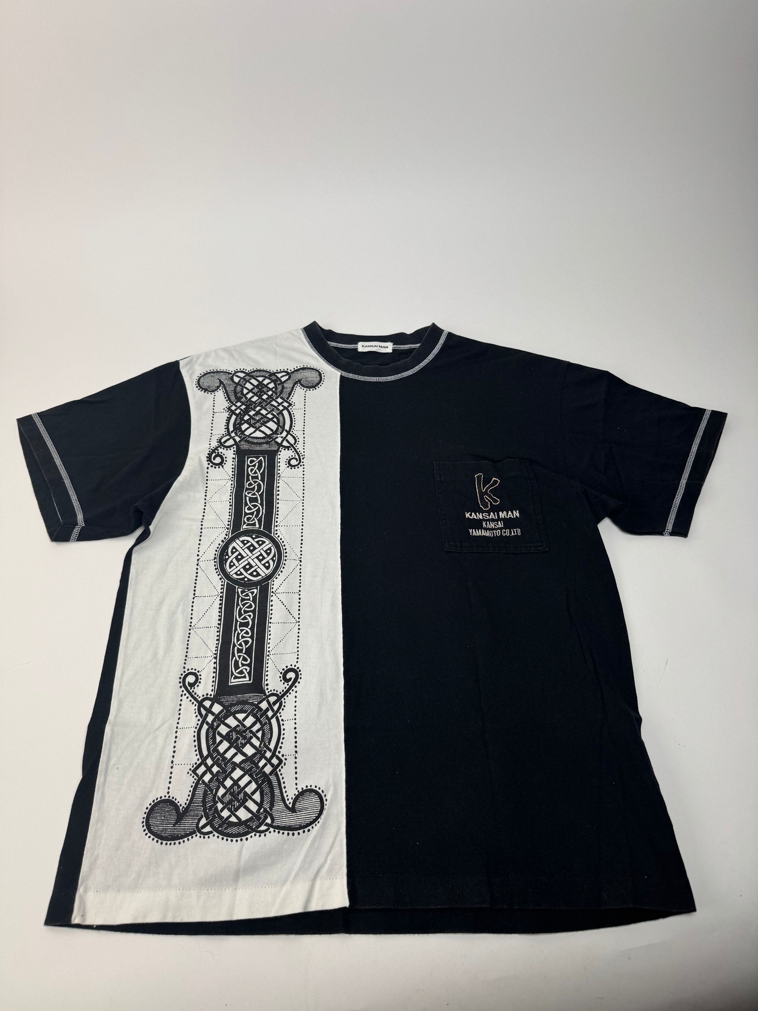 Kansai Yamamoto Vintage Abstract Mens T-shirt Black White M/L Size US L / EU 52-54 / 3 - 4 Thumbnail