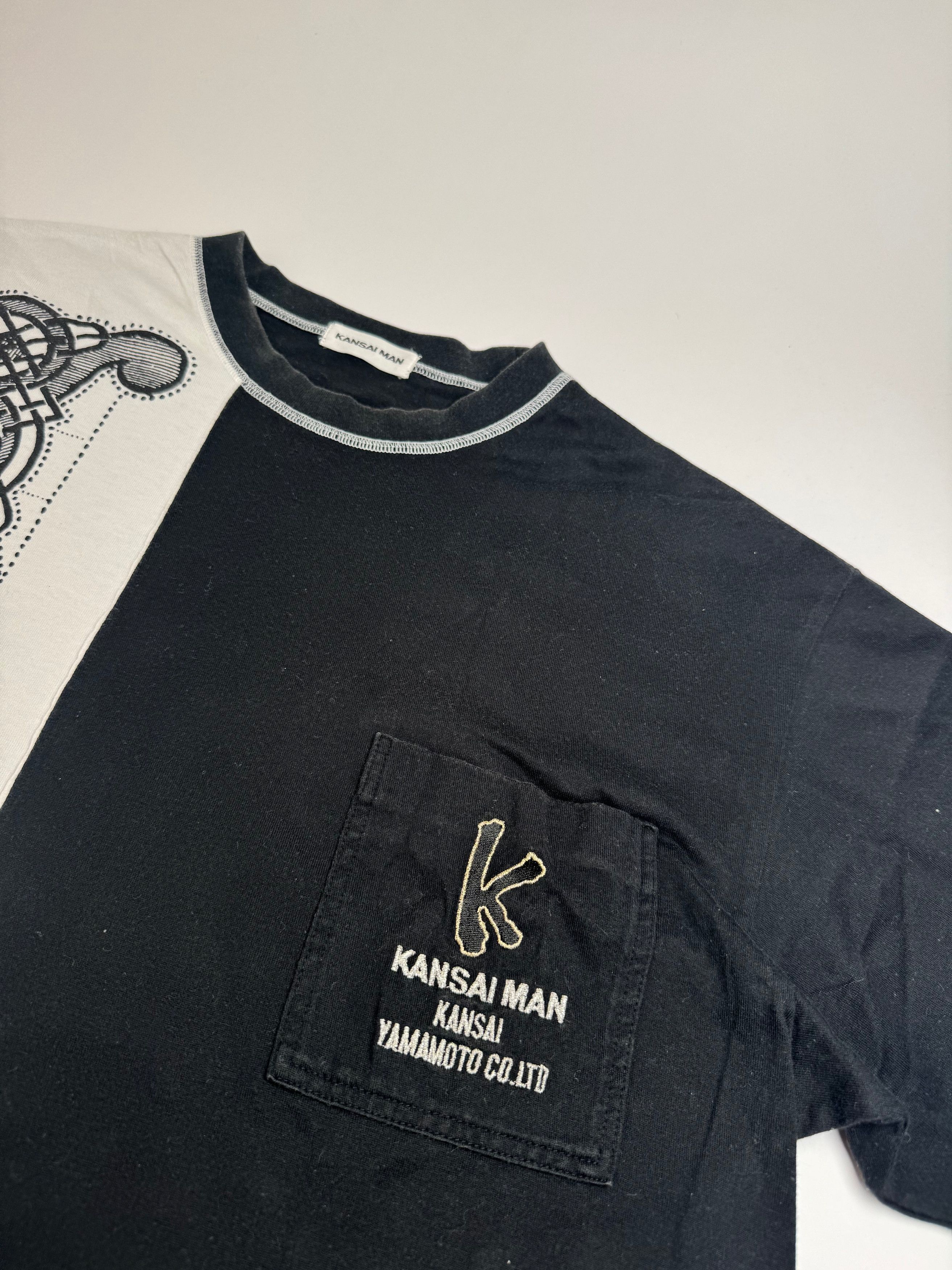 Kansai Yamamoto Vintage Abstract Mens T-shirt Black White M/L Size US L / EU 52-54 / 3 - 6 Thumbnail